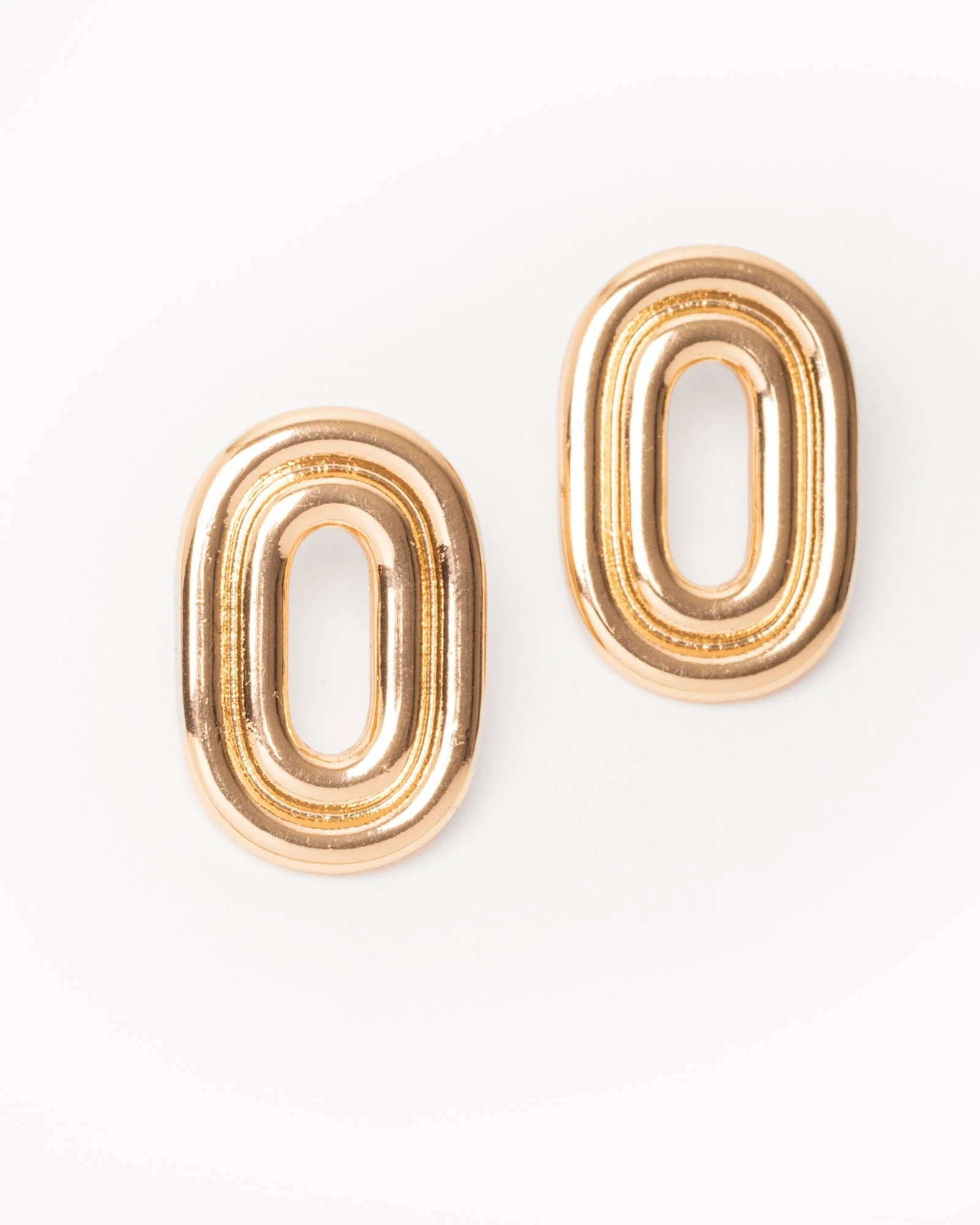Gold Oval Statement Stud Earrings