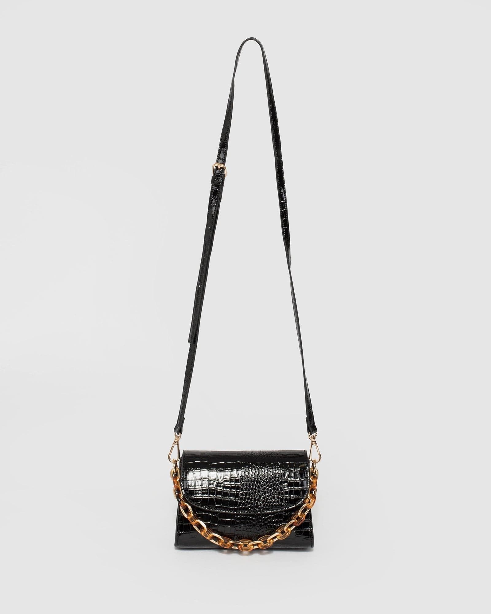 Black Croc Winnie Mini Bag