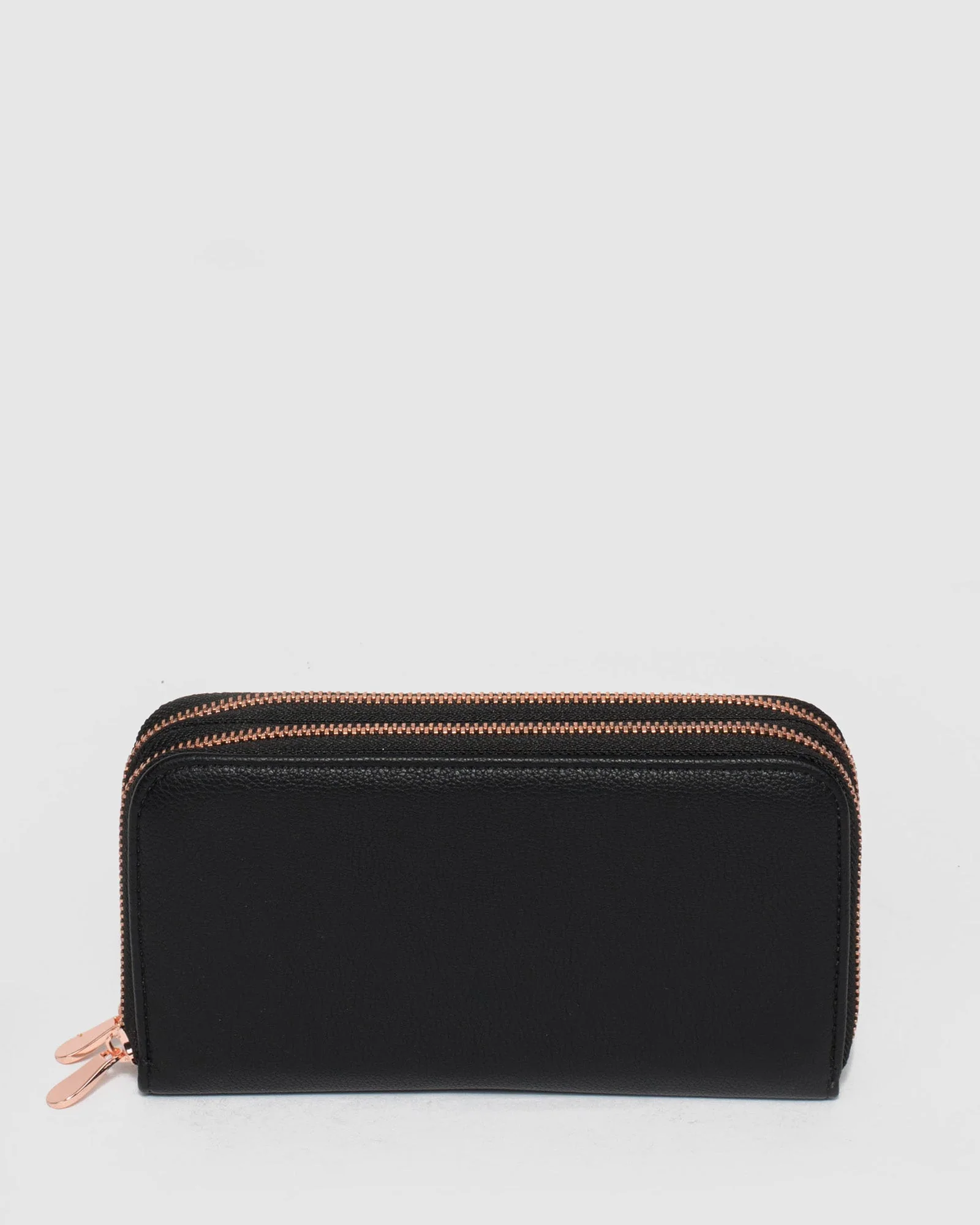 Double Zip Black Wallet