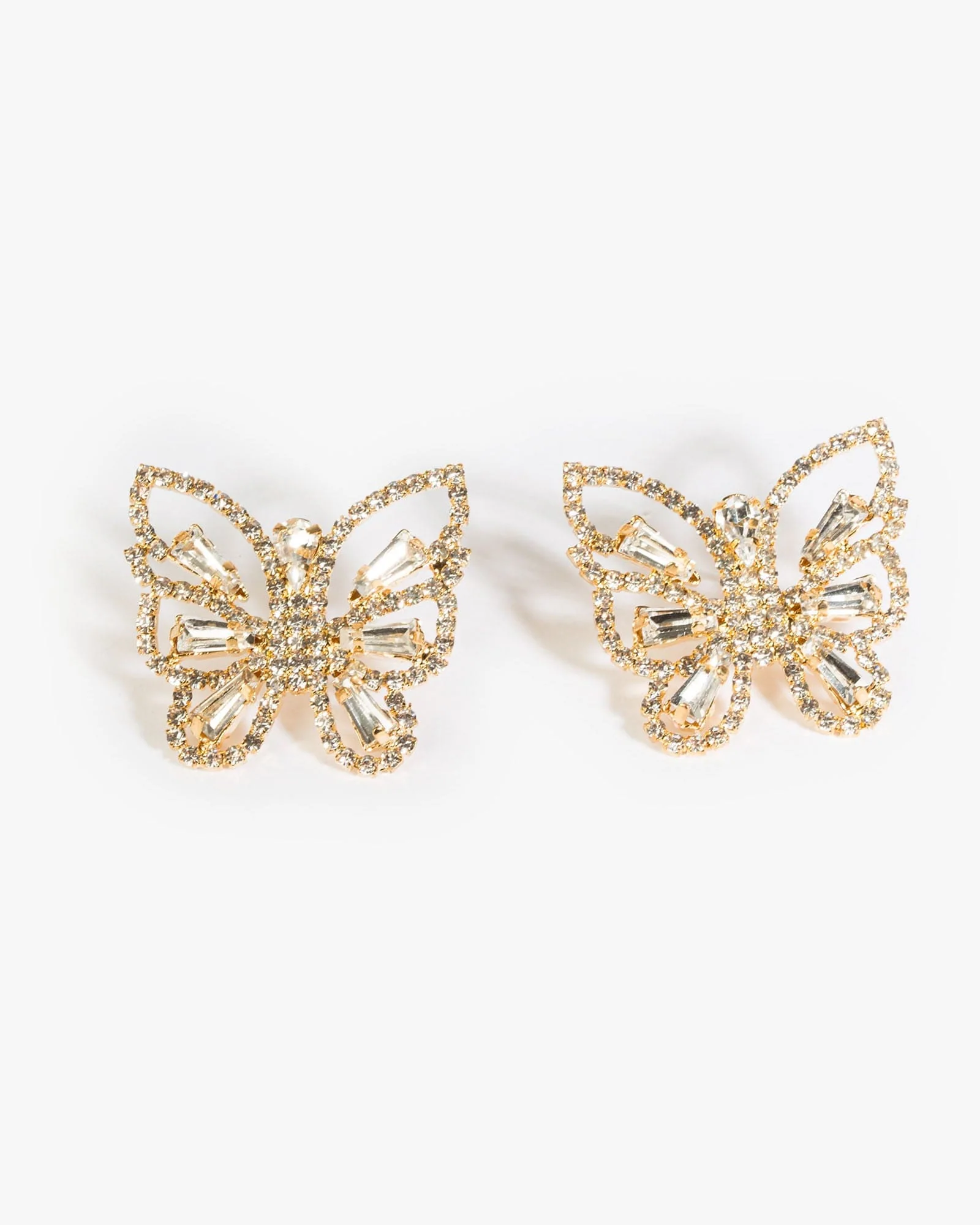 Crystal Detail Butterfly Drop Earrings