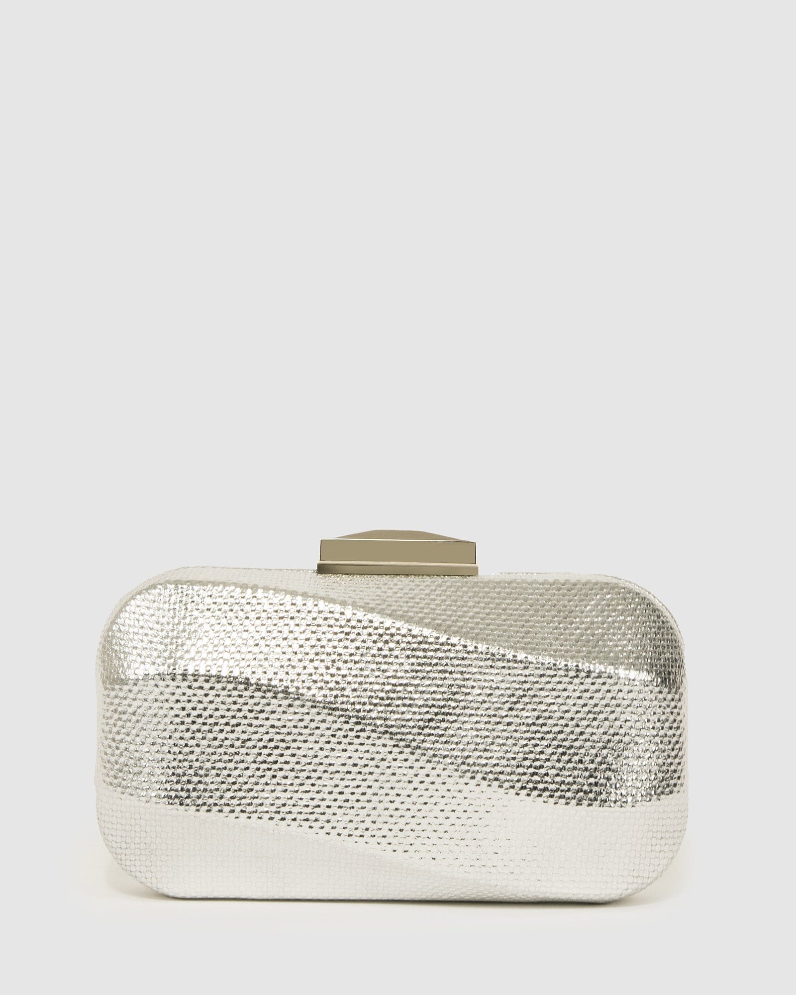 Silver Marley Wavy Hardcase Clutch Bag