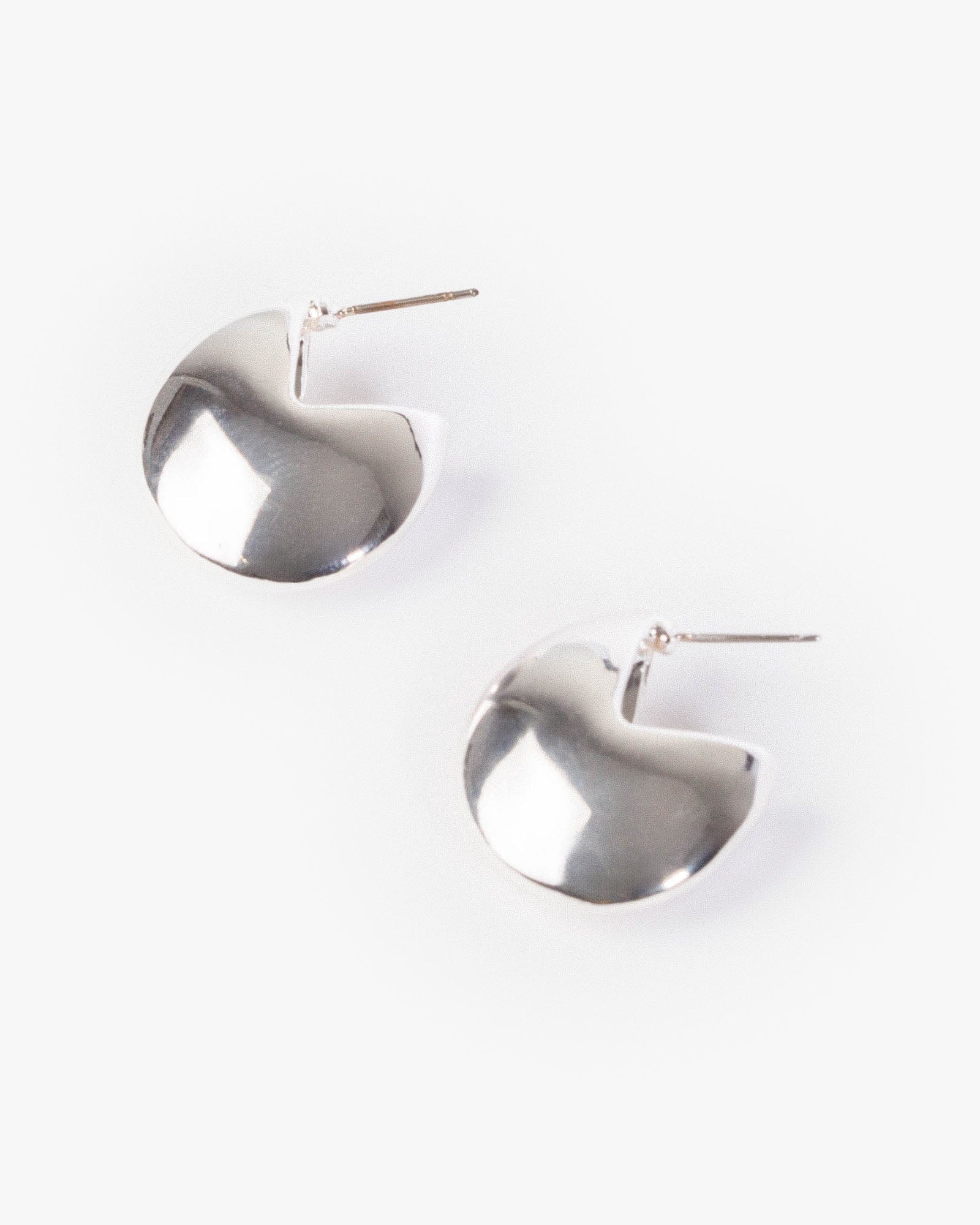 Silver Chubby Round Hoop Earrings