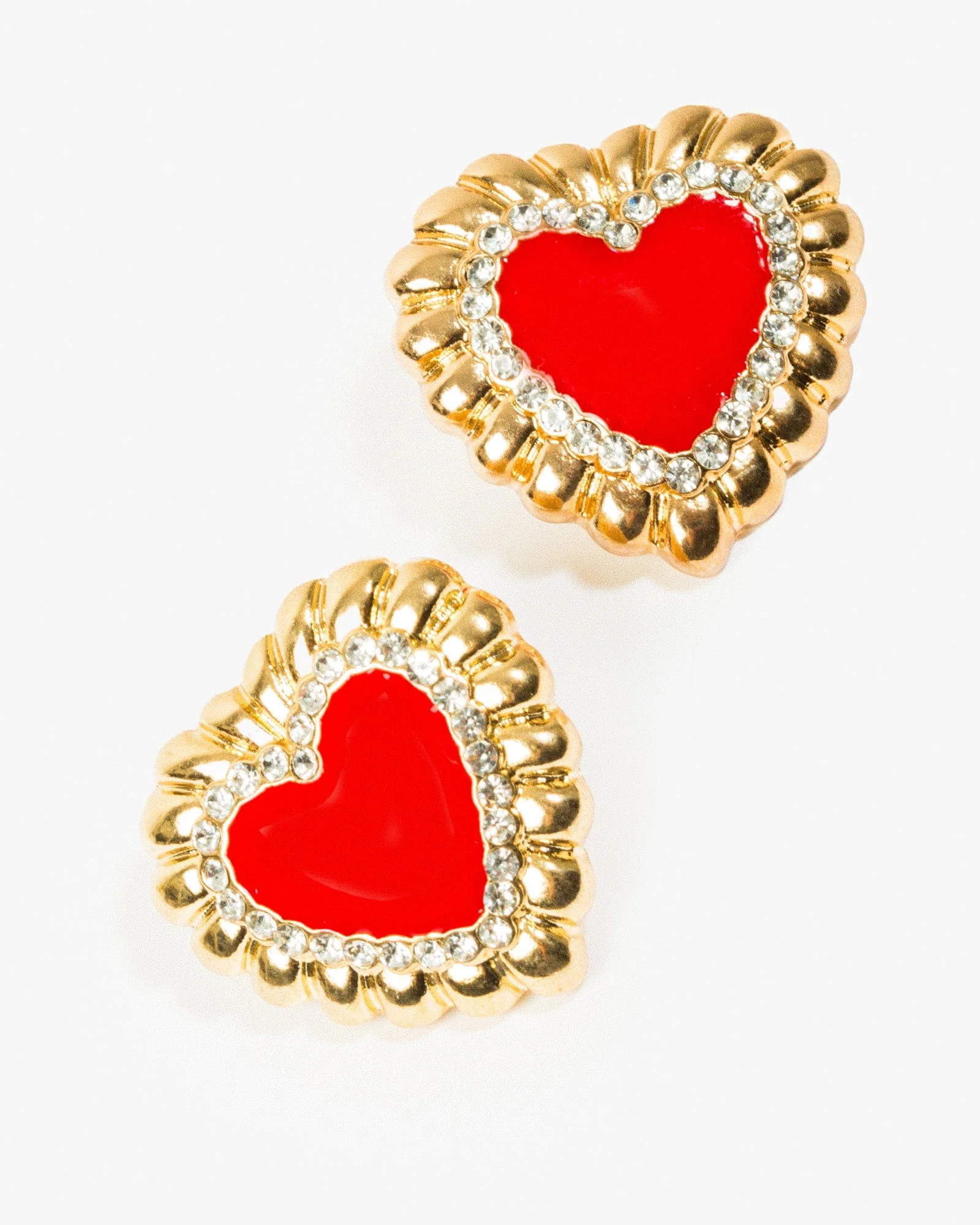 Red Heart Statement Stud Earrings