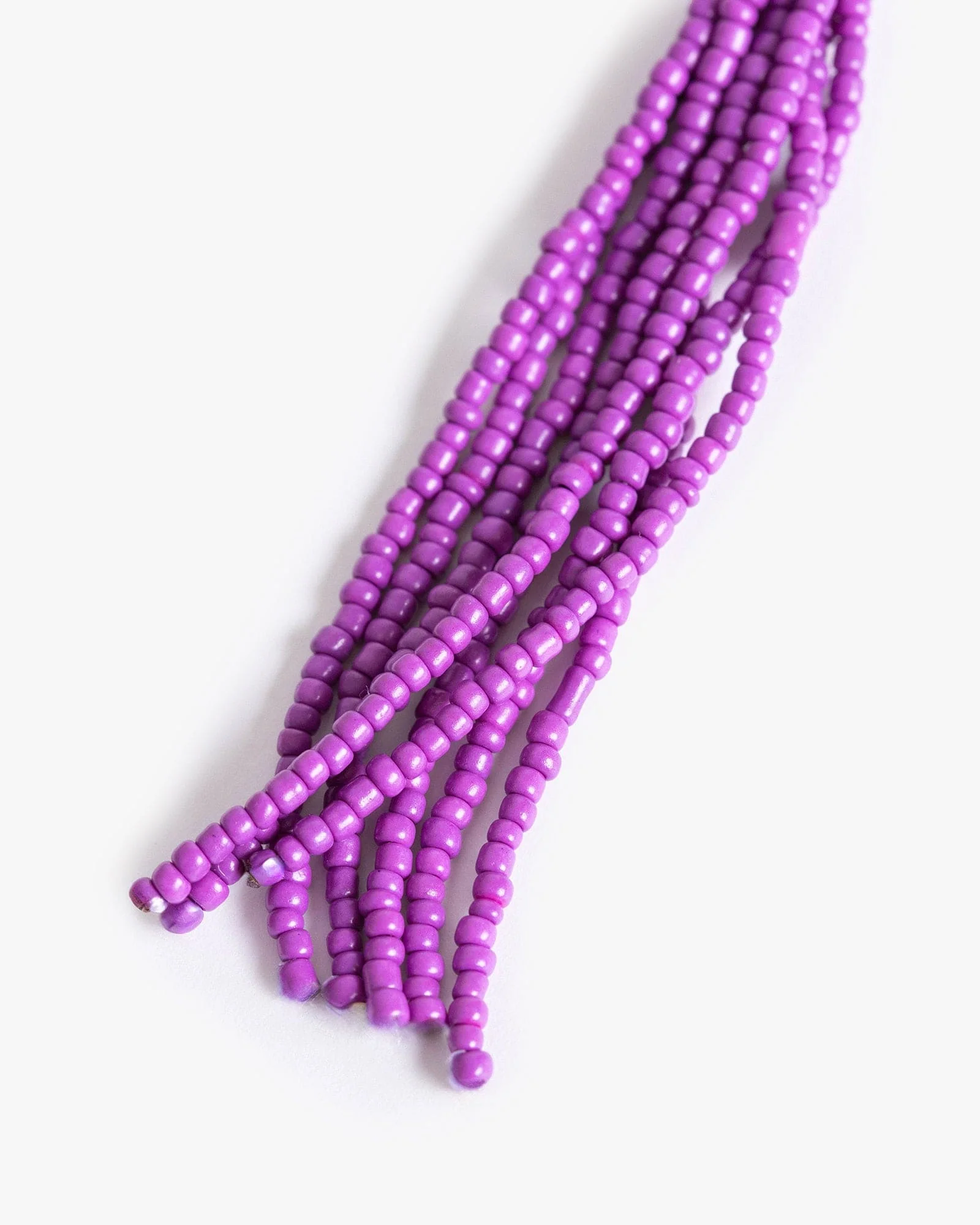 Purple Beaded Tassel Statement Earrings