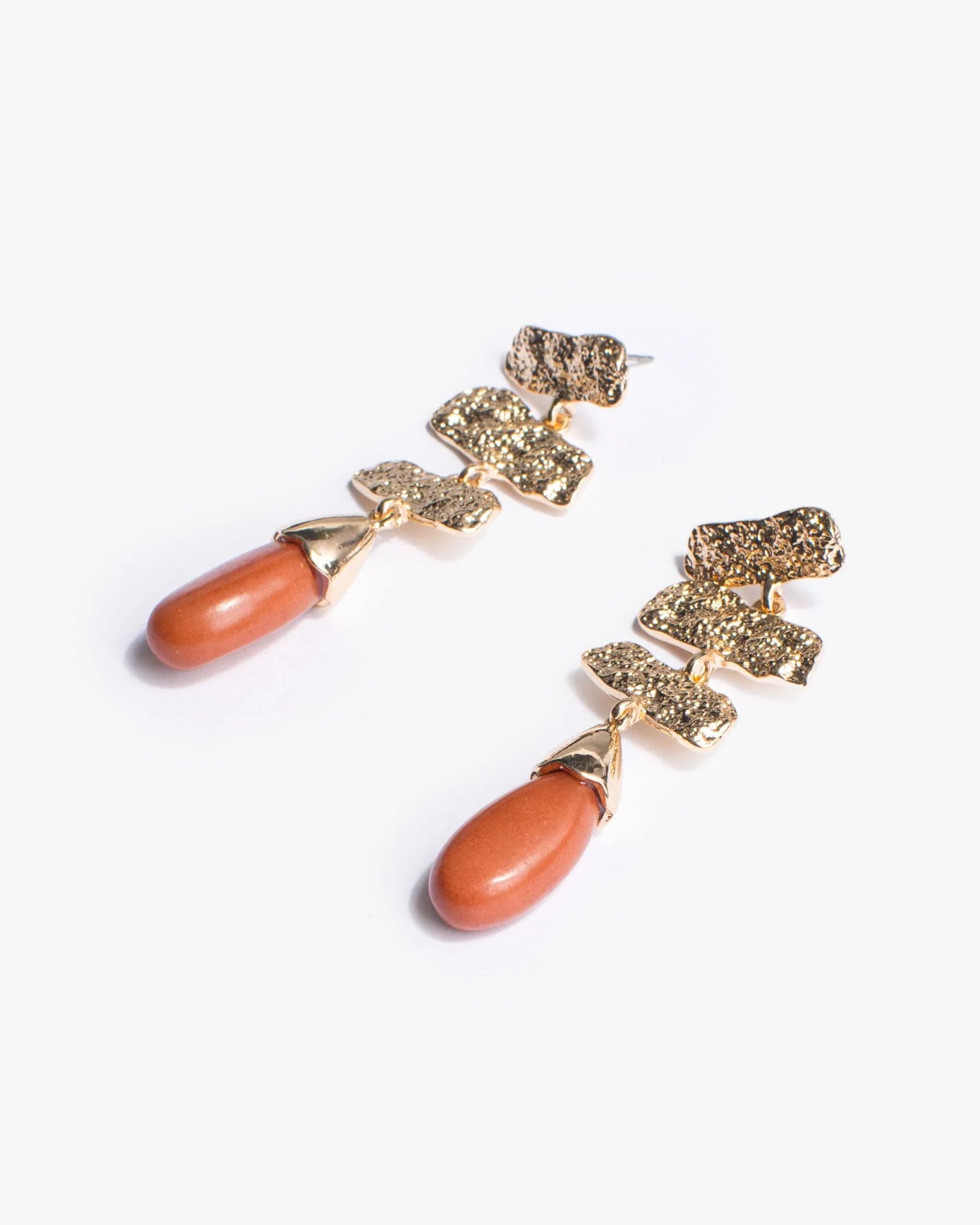 Brown Textural Bar Statement Earrings