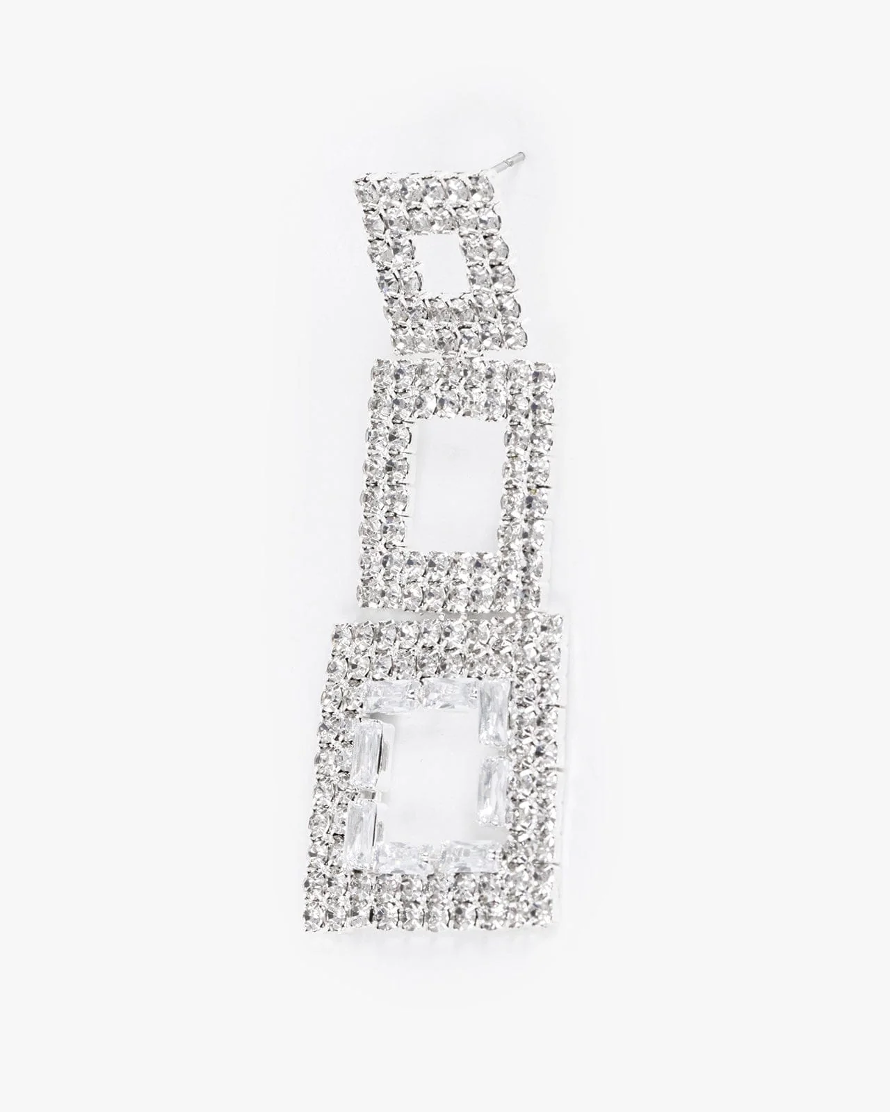 Crystal Triple Square Drop Earrings