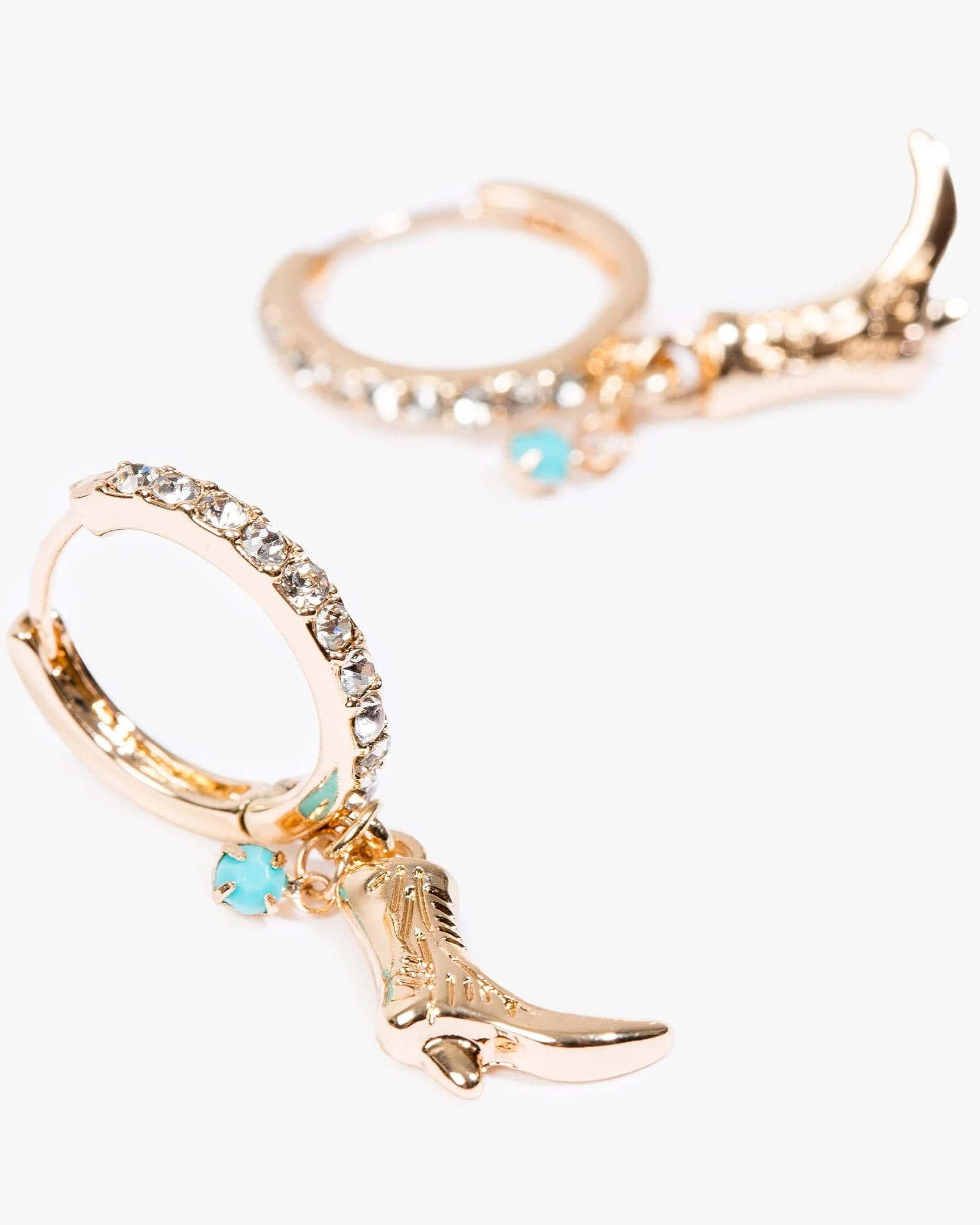 Multi Colour Cowboy Boot Hoop Earrings