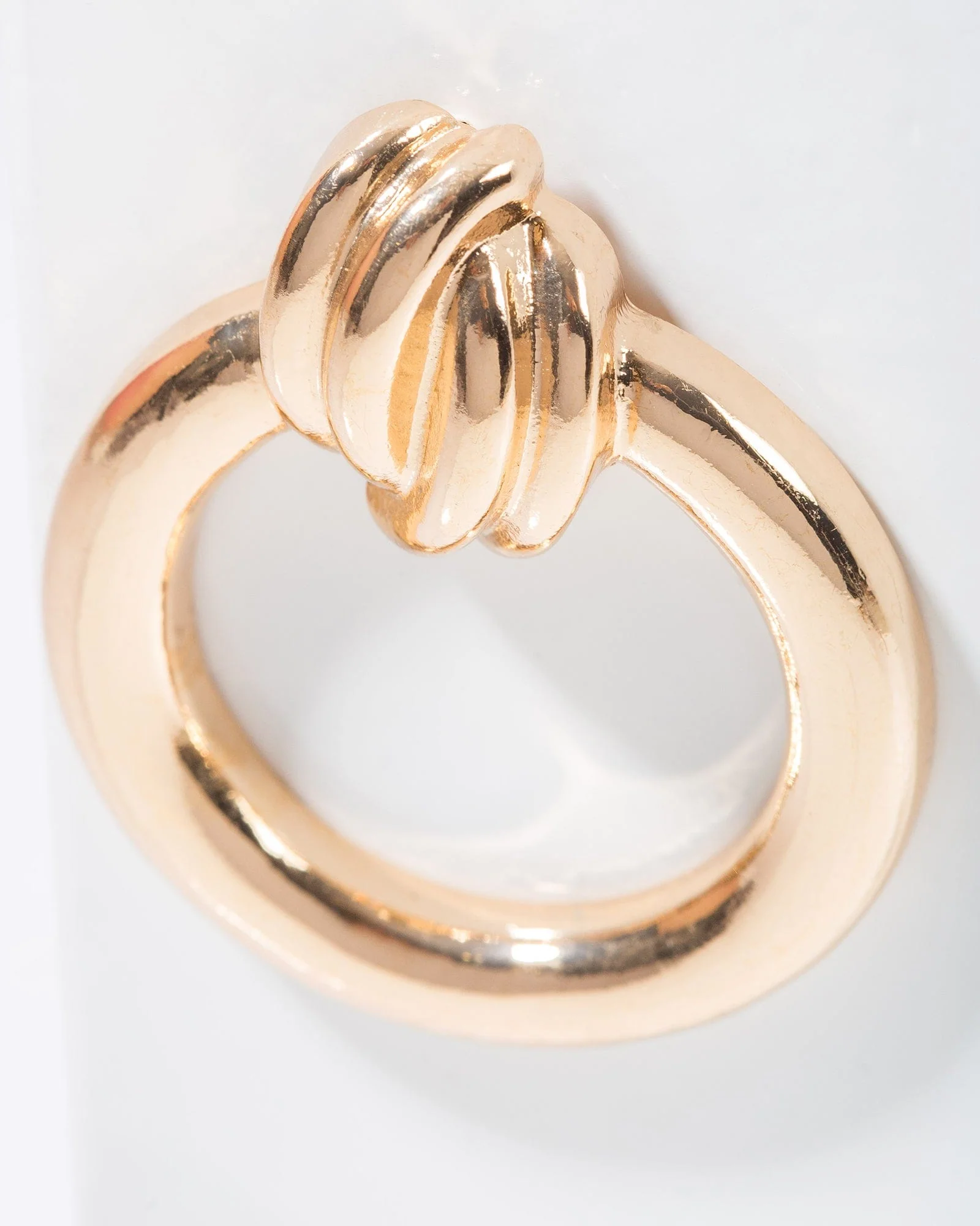 Gold Knotted Door Knocker Earrings