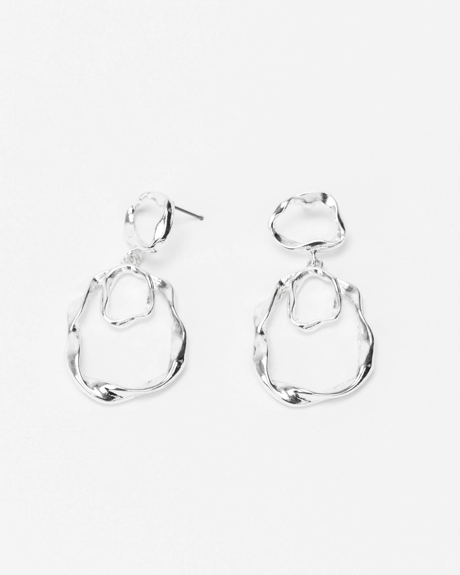 Silver Twisted Loops Drop Earrings