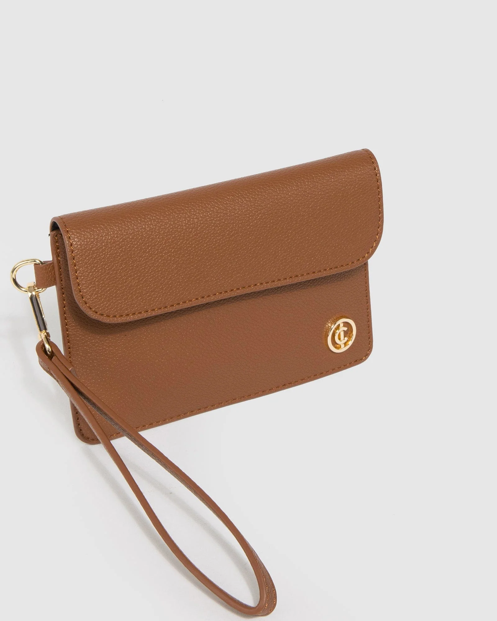 Brown Jaimie Wristlet Clutch Bag