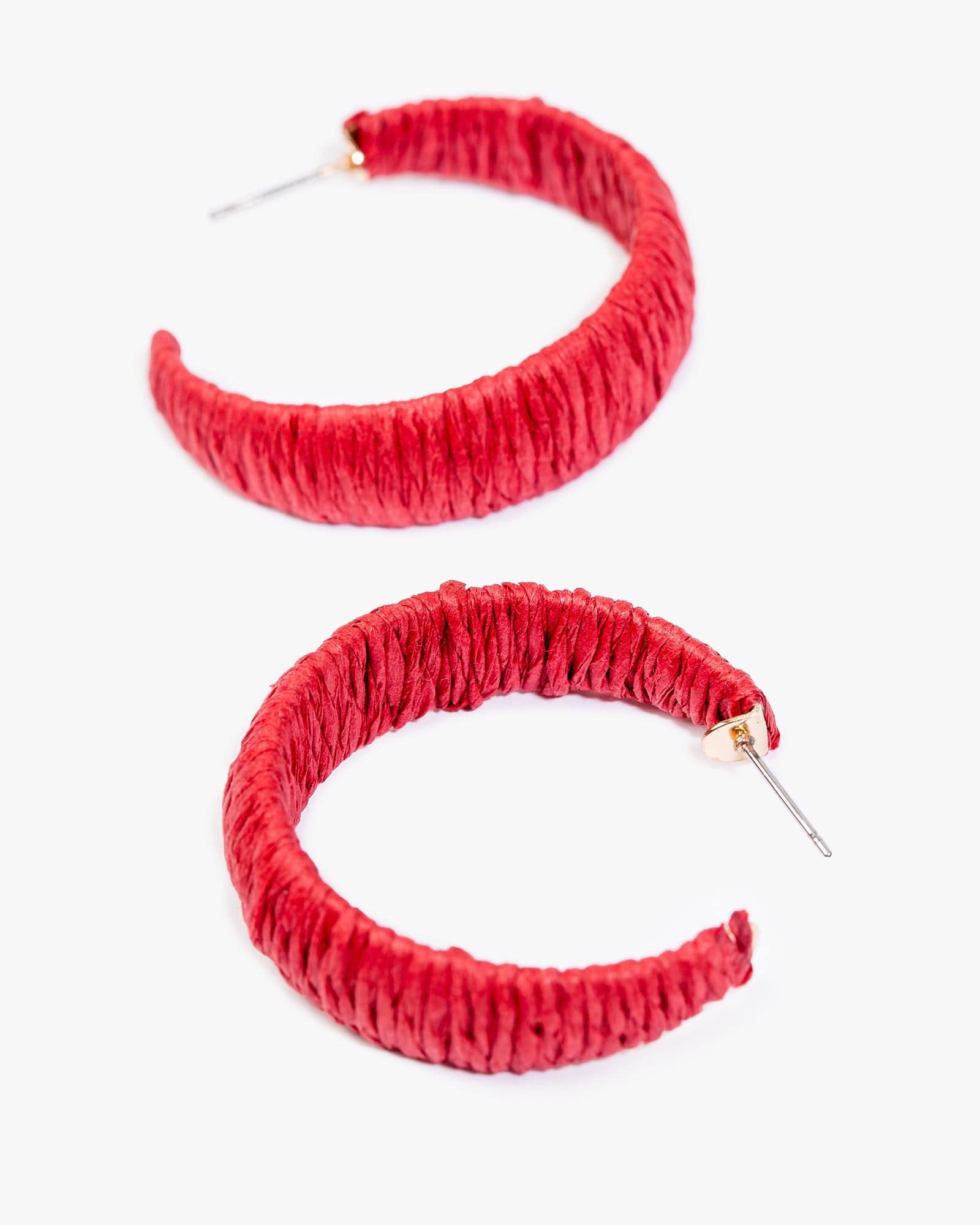 Red Wrapped Hoop Earrings