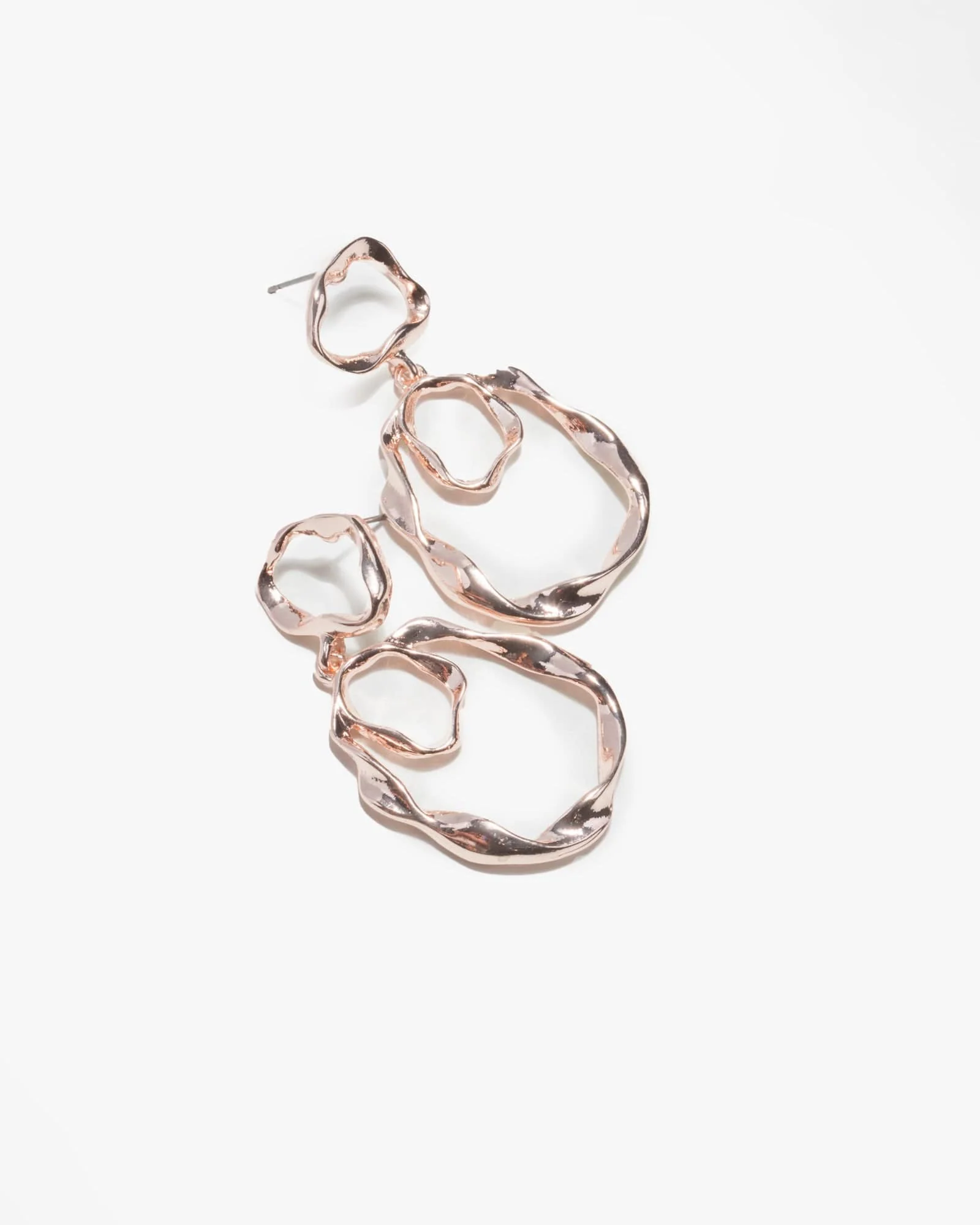 Rose Gold Twisted Loops Drop Earrings
