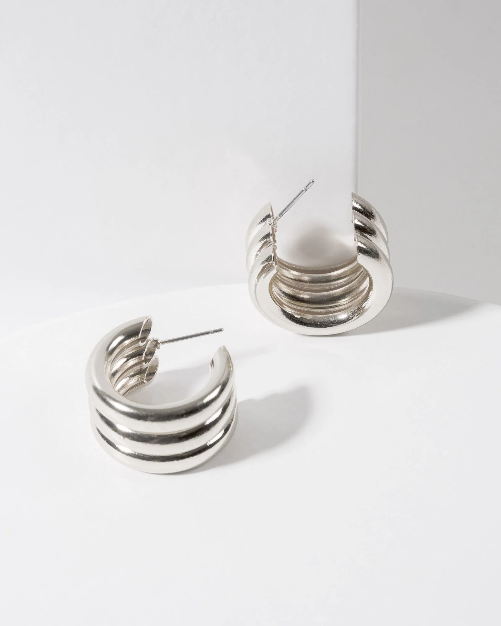 Silver Chunky Hoop Earrings