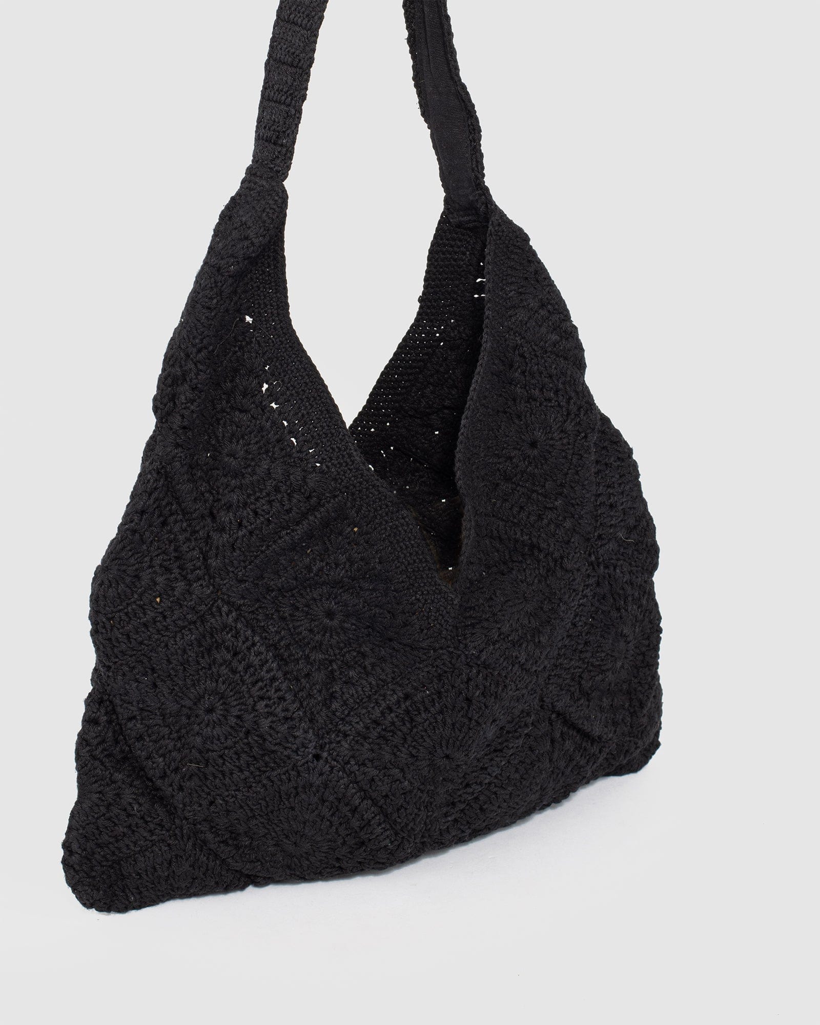 Black Keira Crochet Shoulder Bag