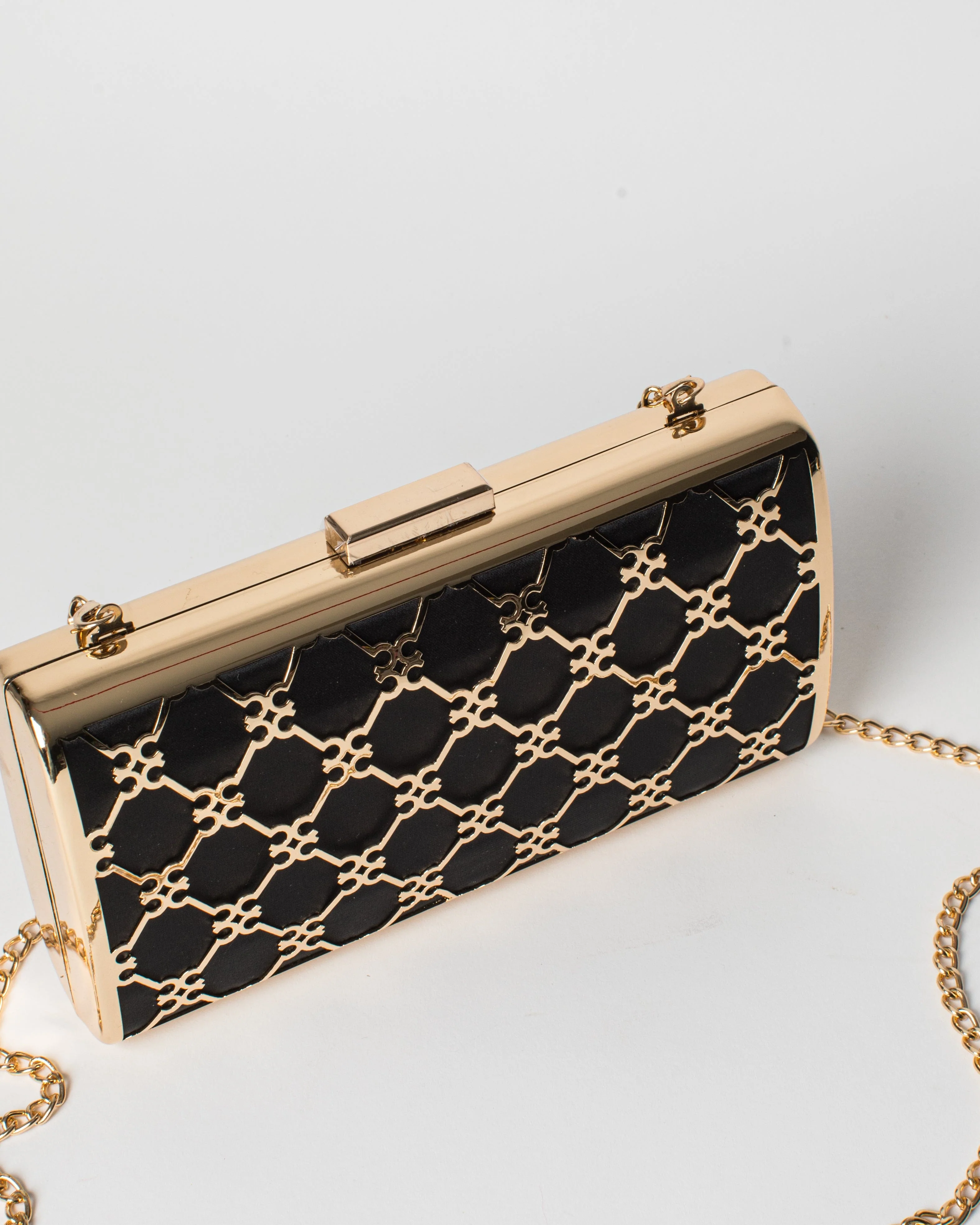 Gold Della Metal Mono Clutch Bag