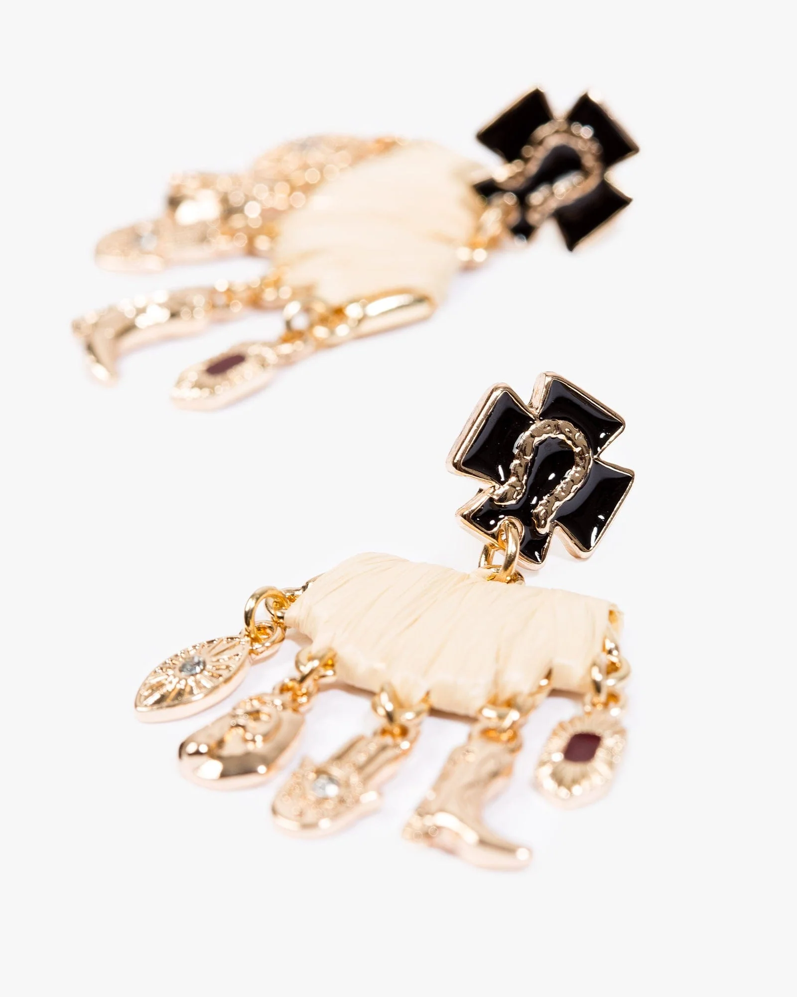 Multi Colour Western Charm Detail Drop Earrings