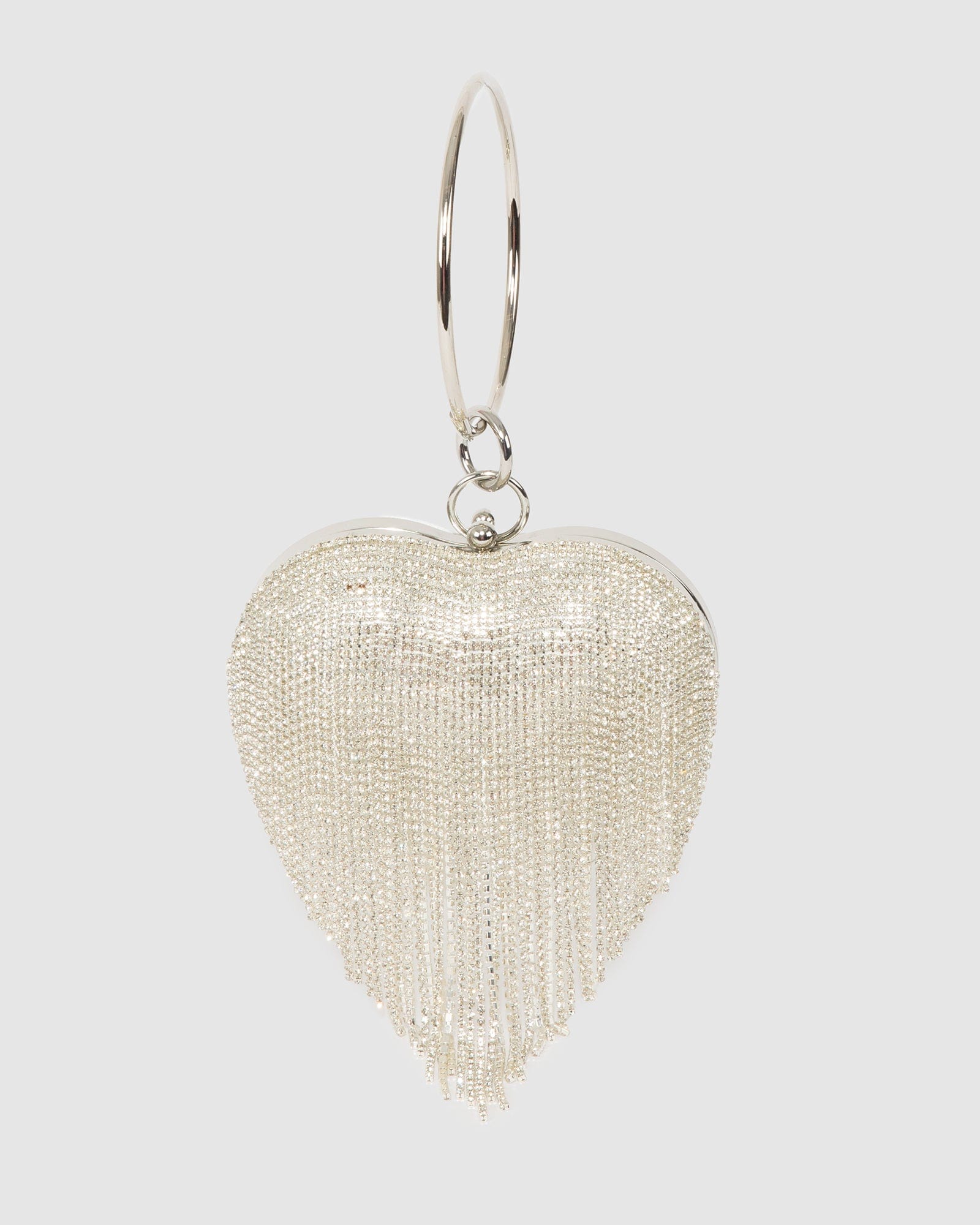 Silver Top Handle Clutch Bag