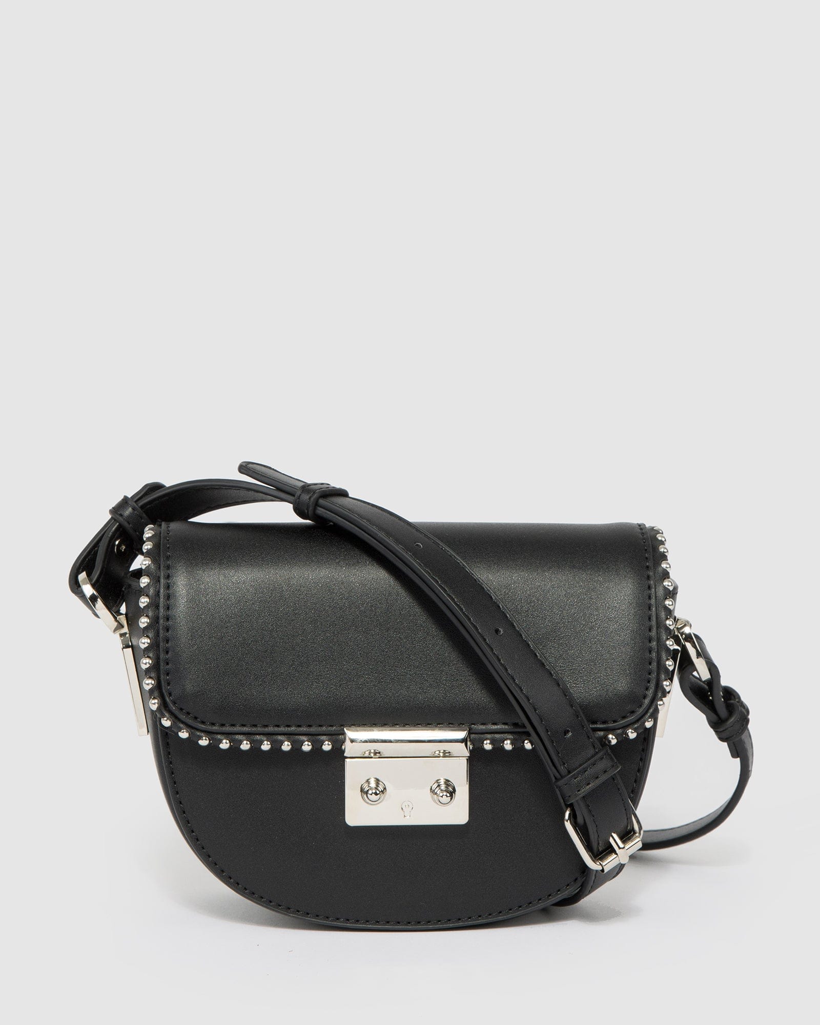 Black Clara Stud Saddle Bag