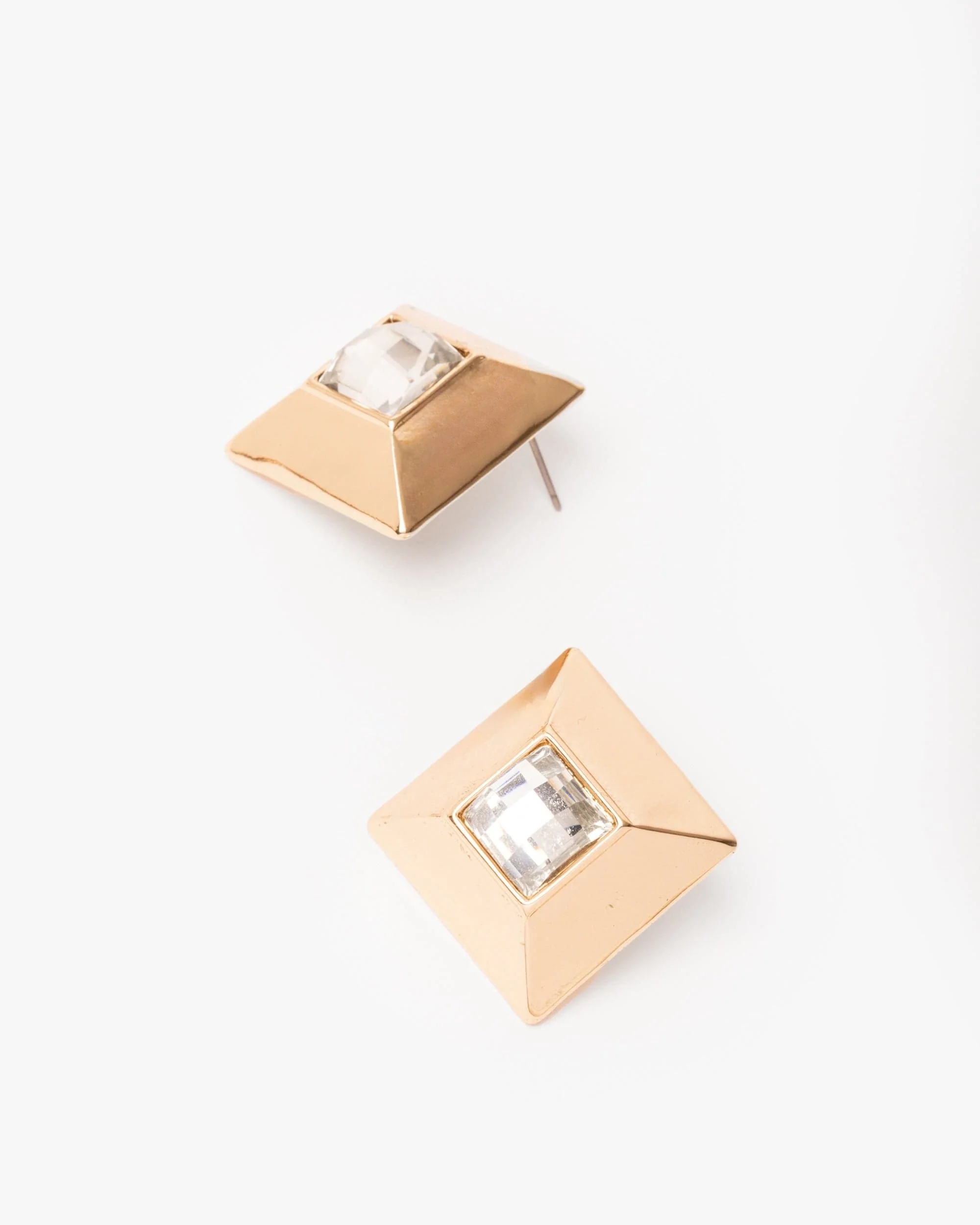 Gold Square Statement Stud Earrings