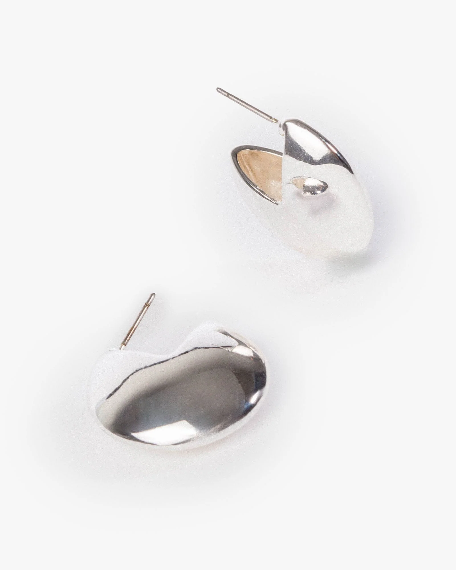 Silver Chubby Round Hoop Earrings