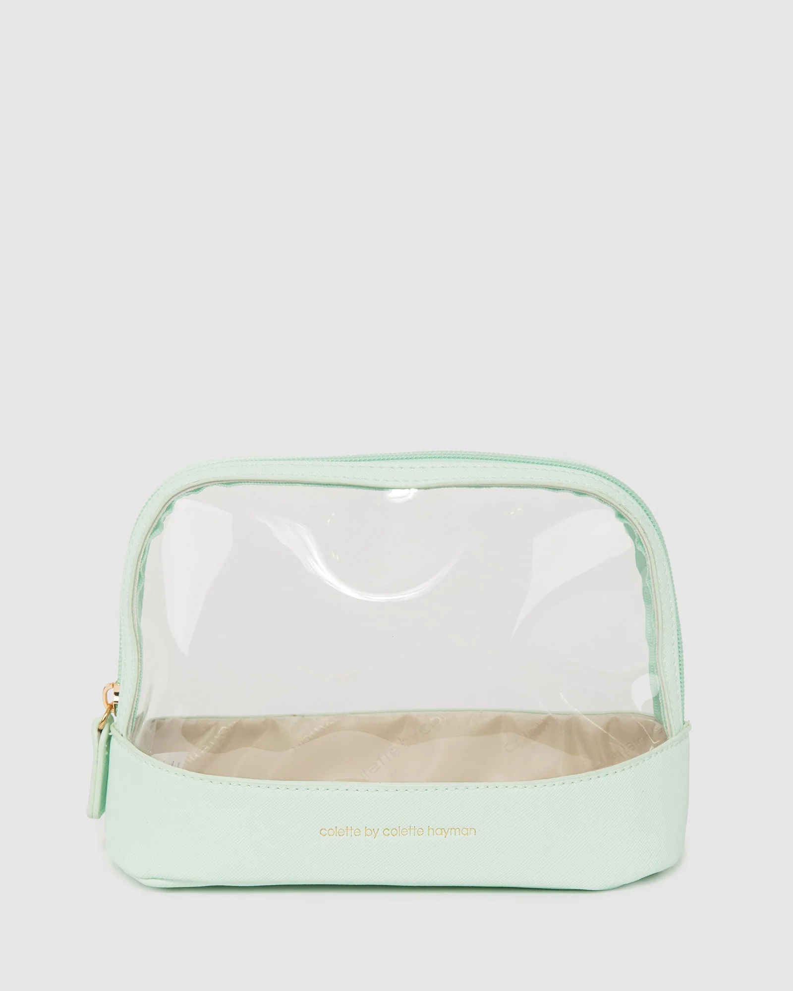 Mint Green Holly Clear Cosmetic Case