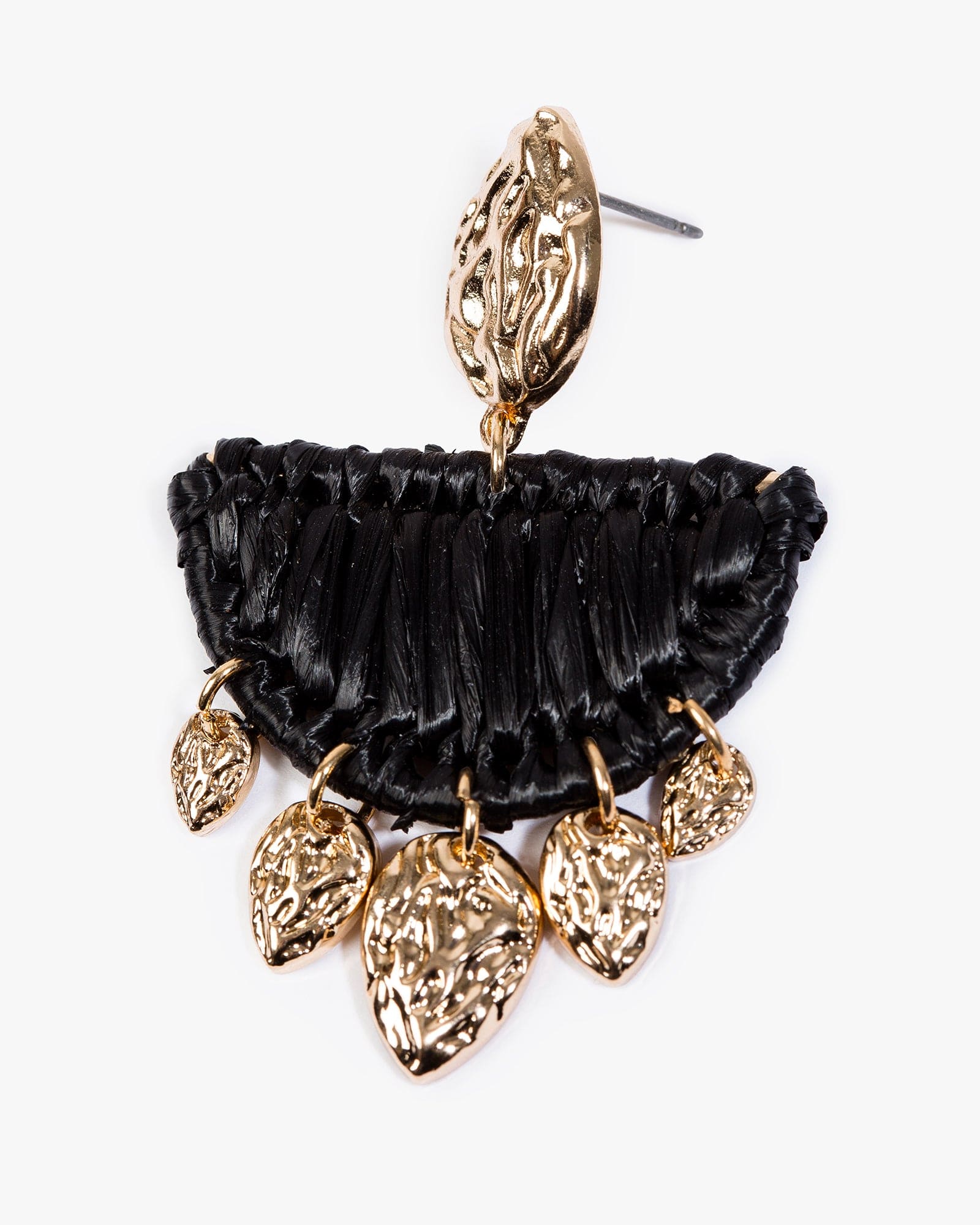 Black Wrapped Textural Drop Earrings