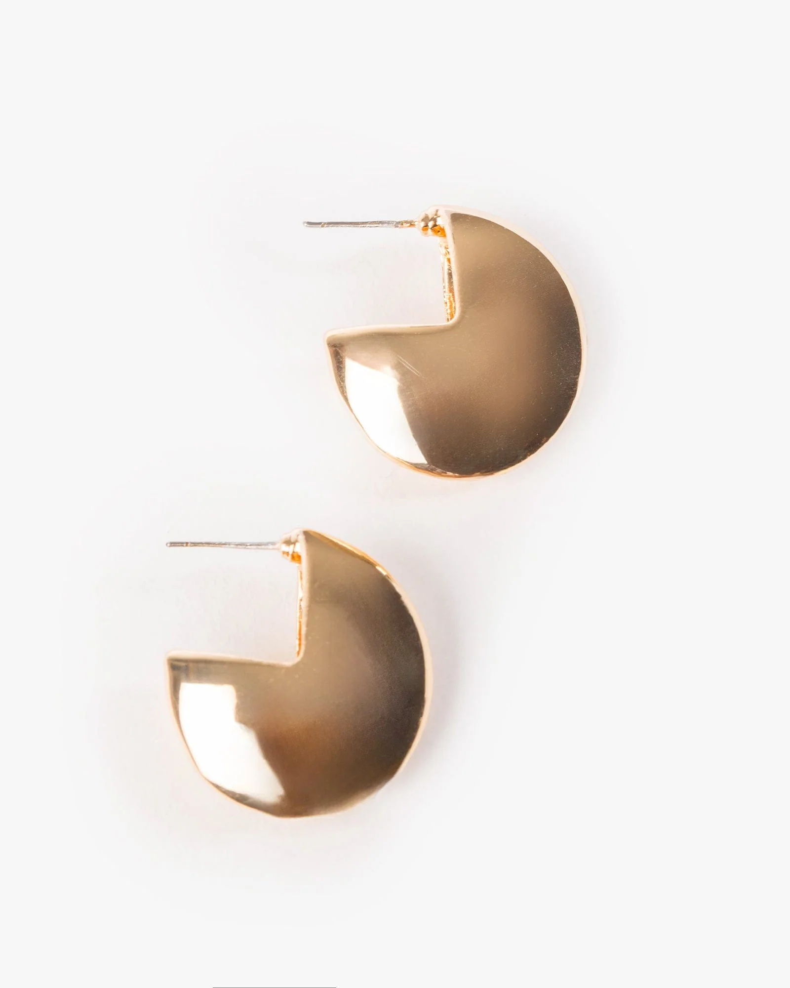 Gold Chubby Round Hoop Earrings