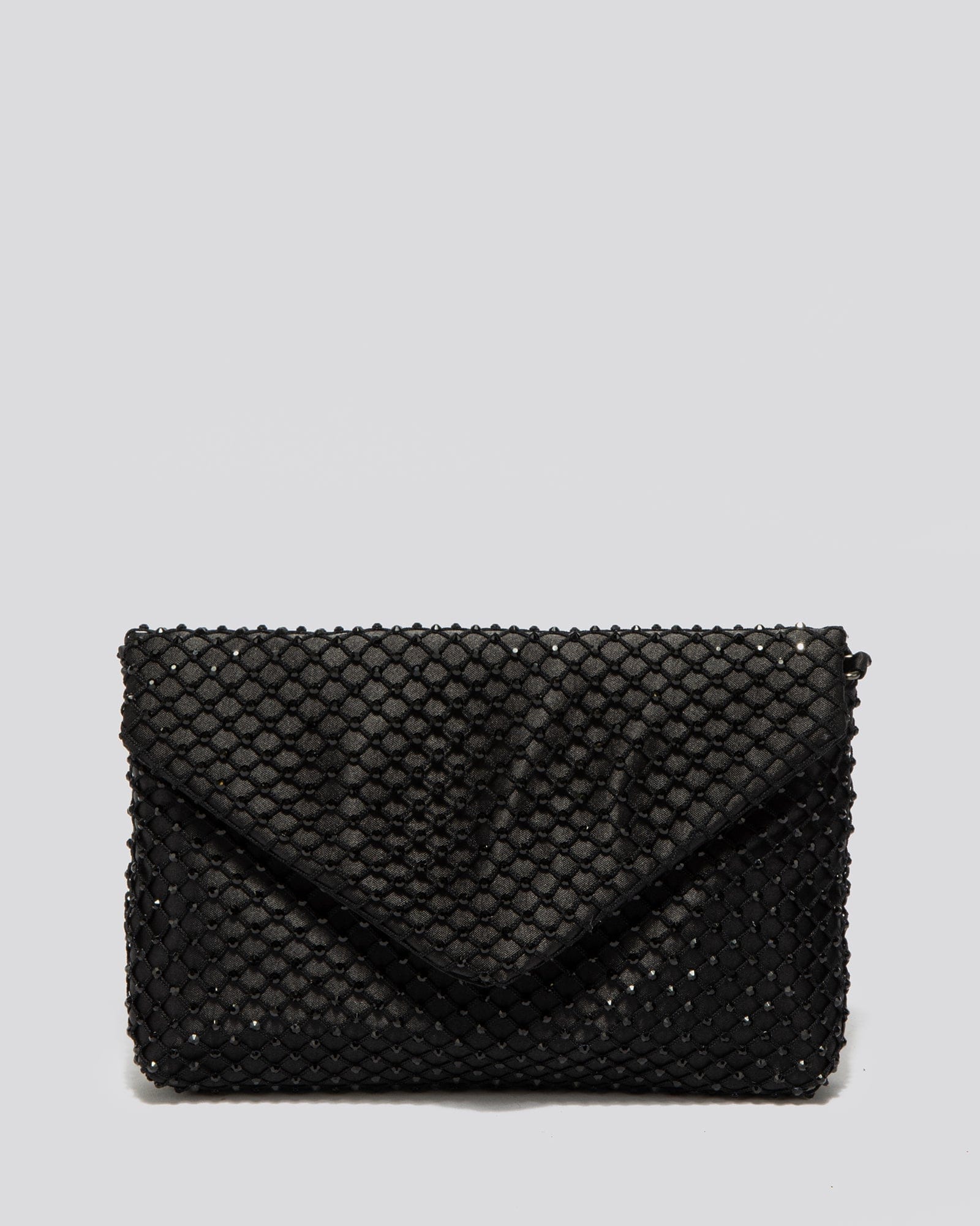Black Kylie Crystal Mesh Crossbody Bag