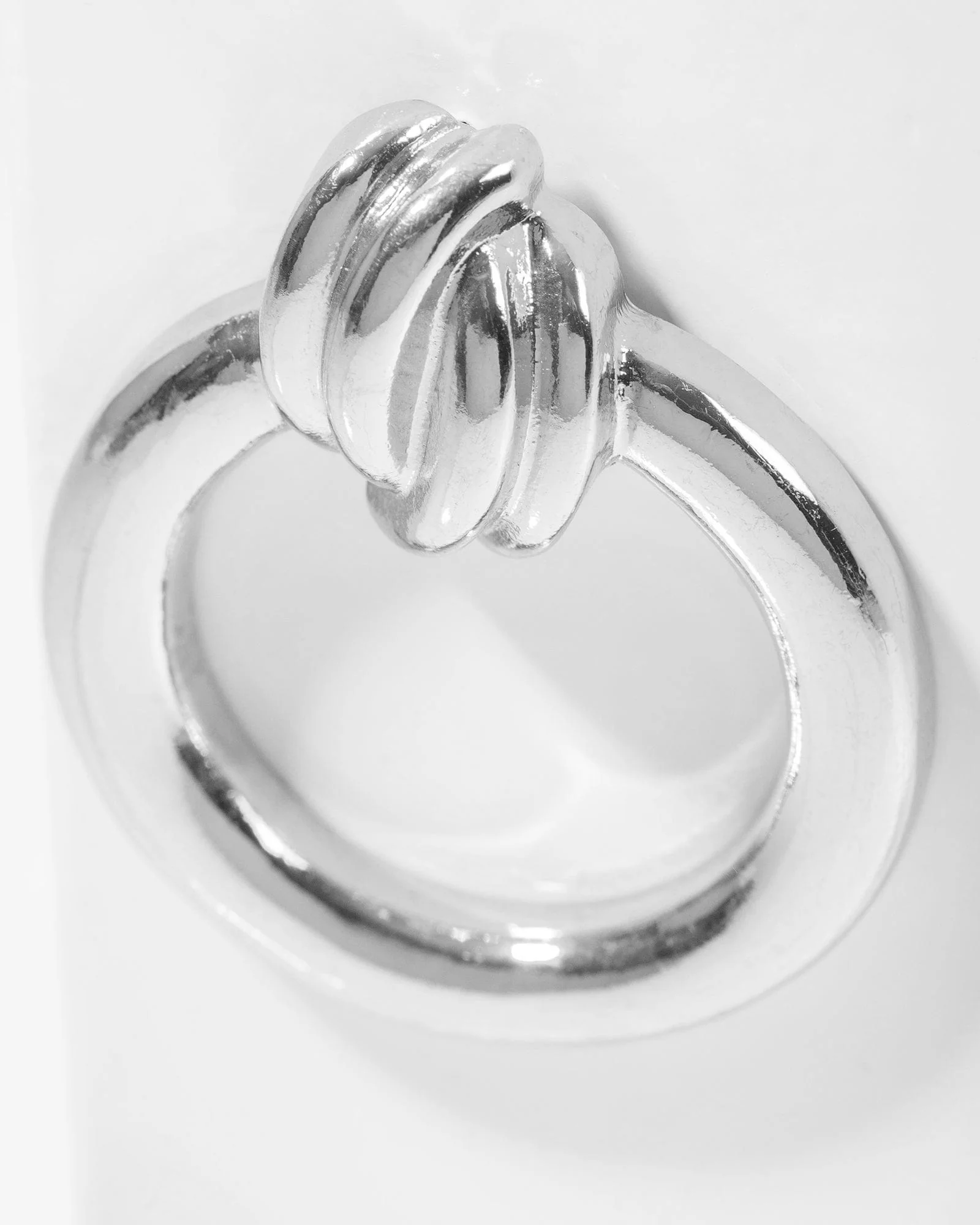 Silver Knotted Door Knocker Earrings