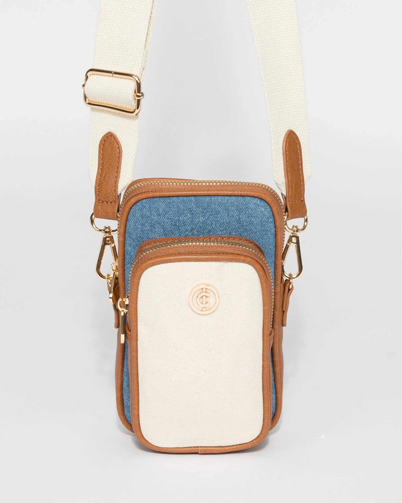 Multi Colour Koni Phone Denim Crossbody Bag