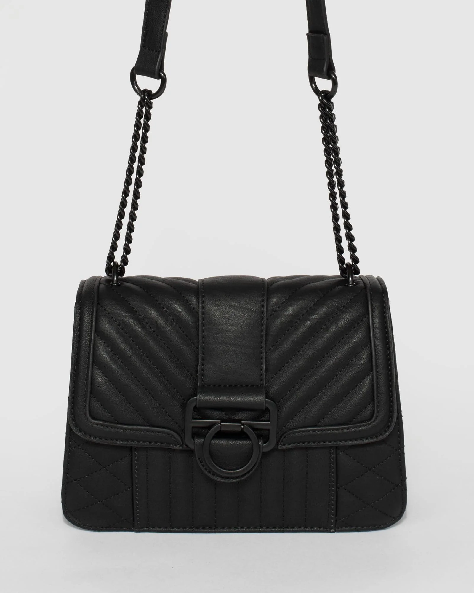 Black Rachel Quilted Crossbody Bag