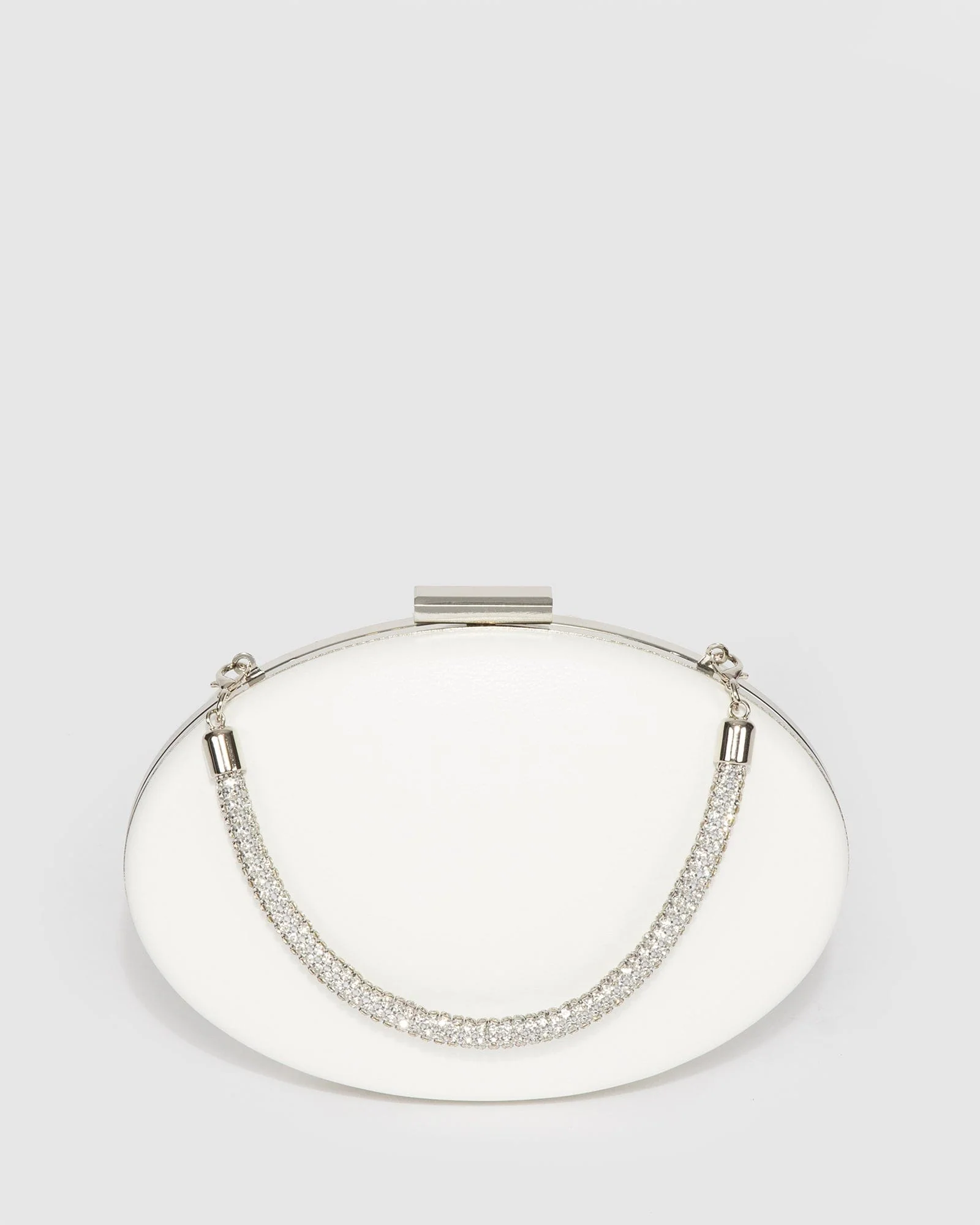 White Carmen Crystal Handle Clutch Bag