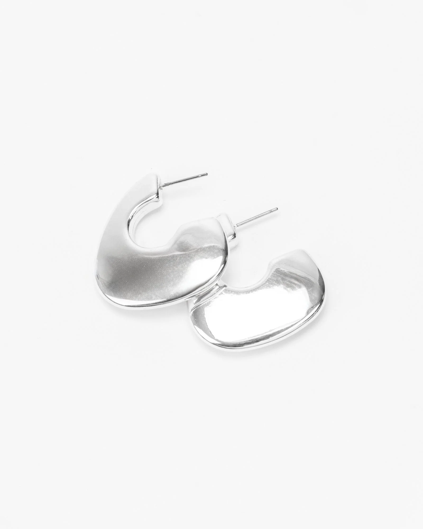 Silver Chunky Flat Hoop Earrings