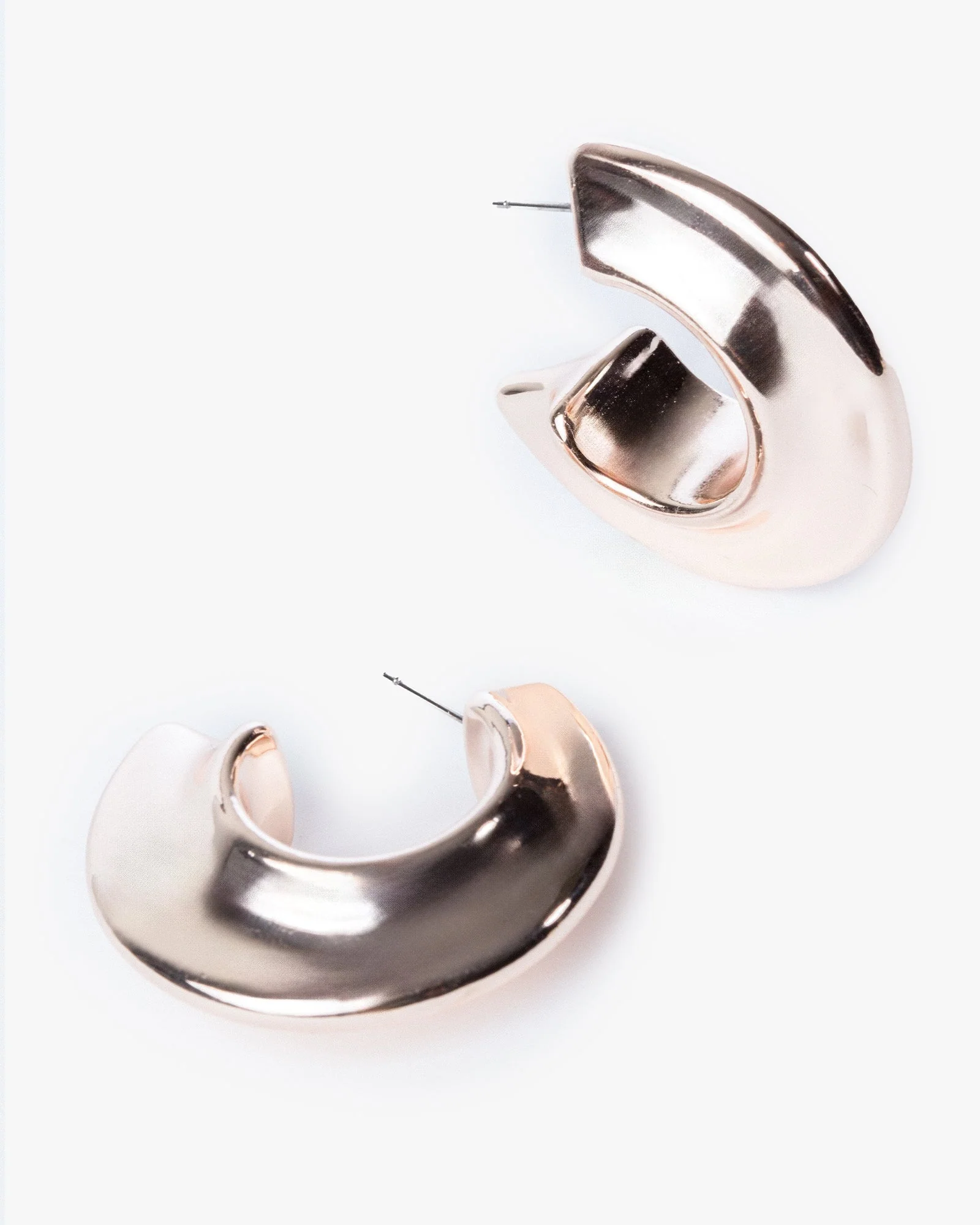 Rose Gold Ridged Hoop Earrings
