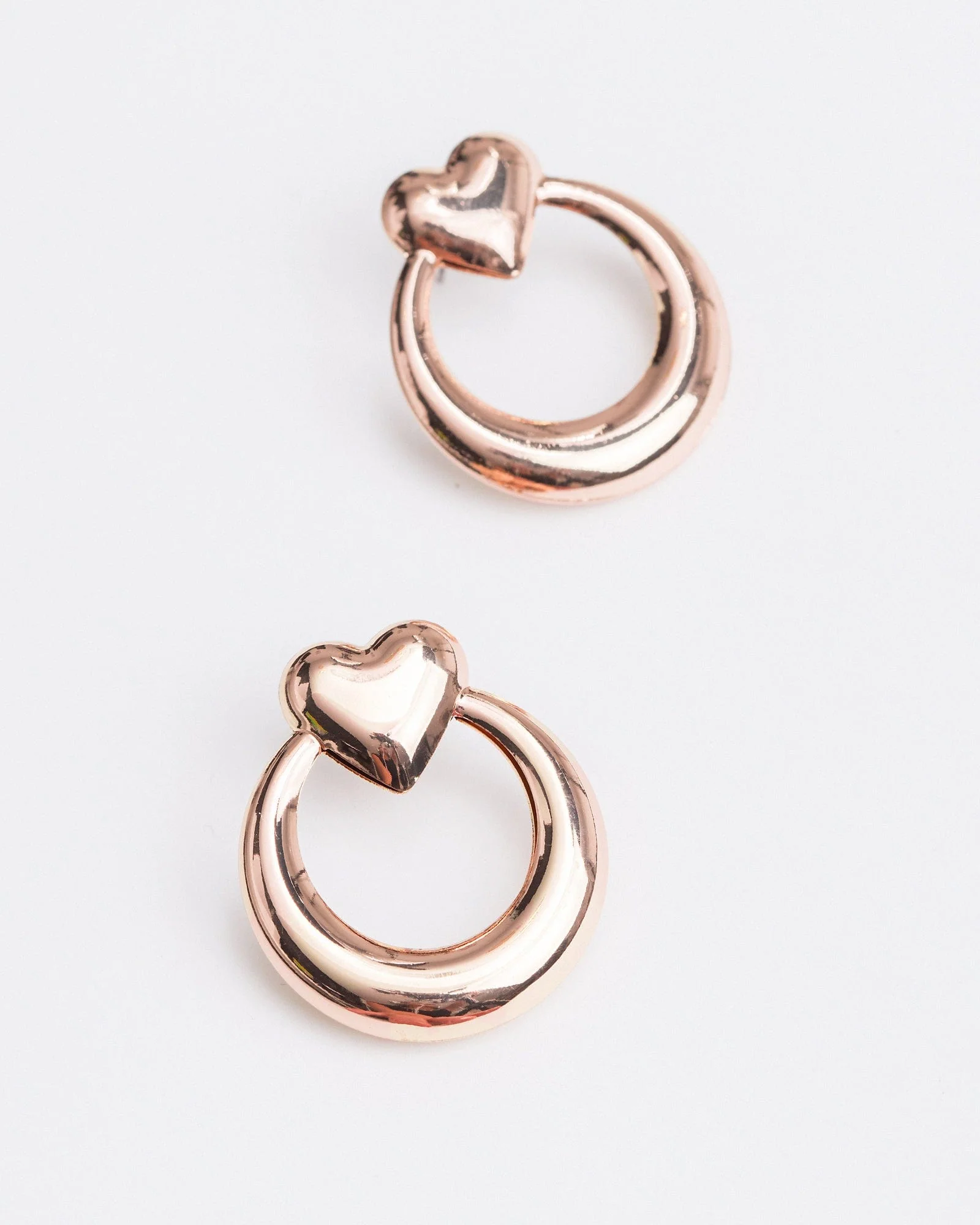 Rose Gold Medium Heart Door Knocker Earrings