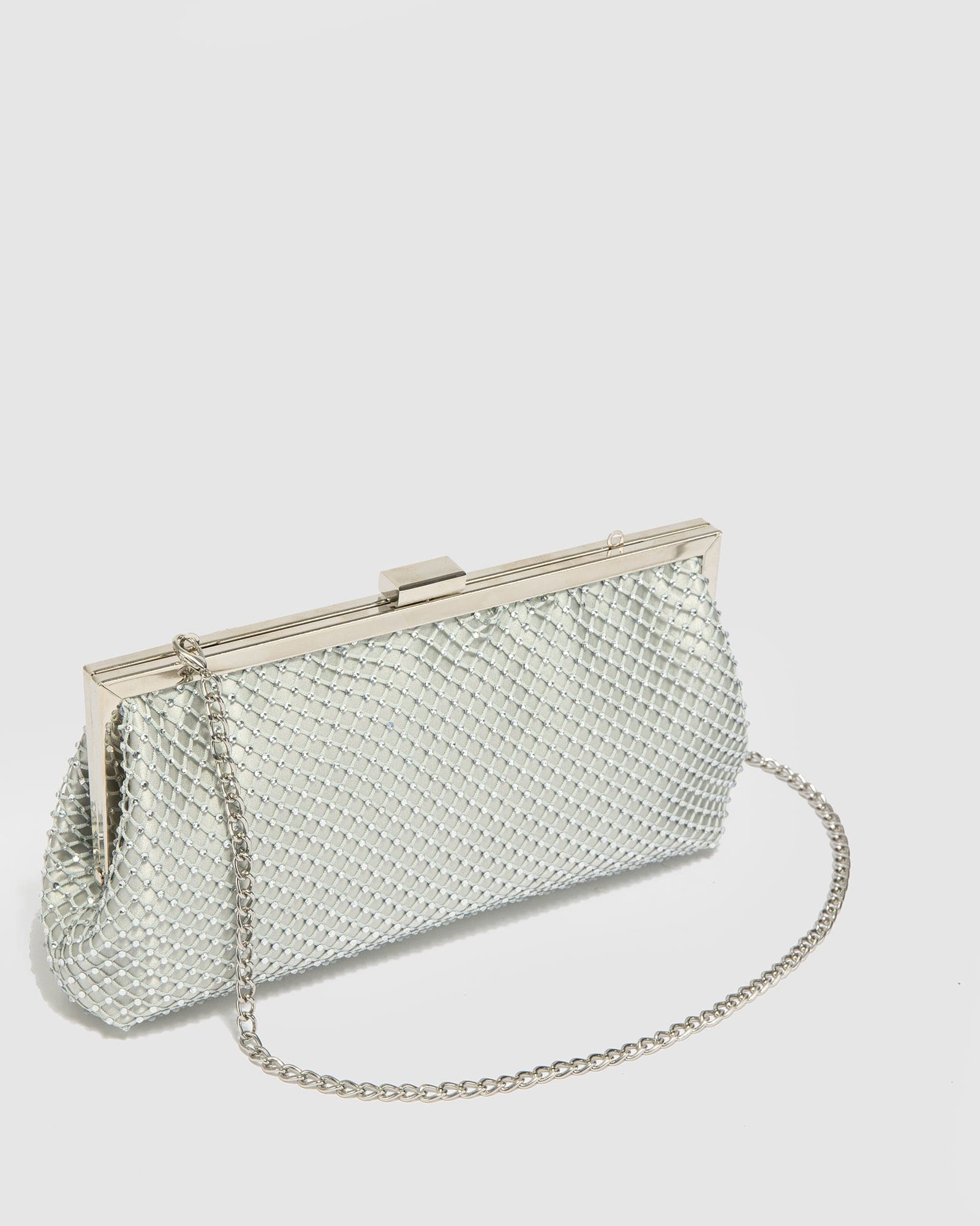 Silver Arya Mesh Clutch Bag