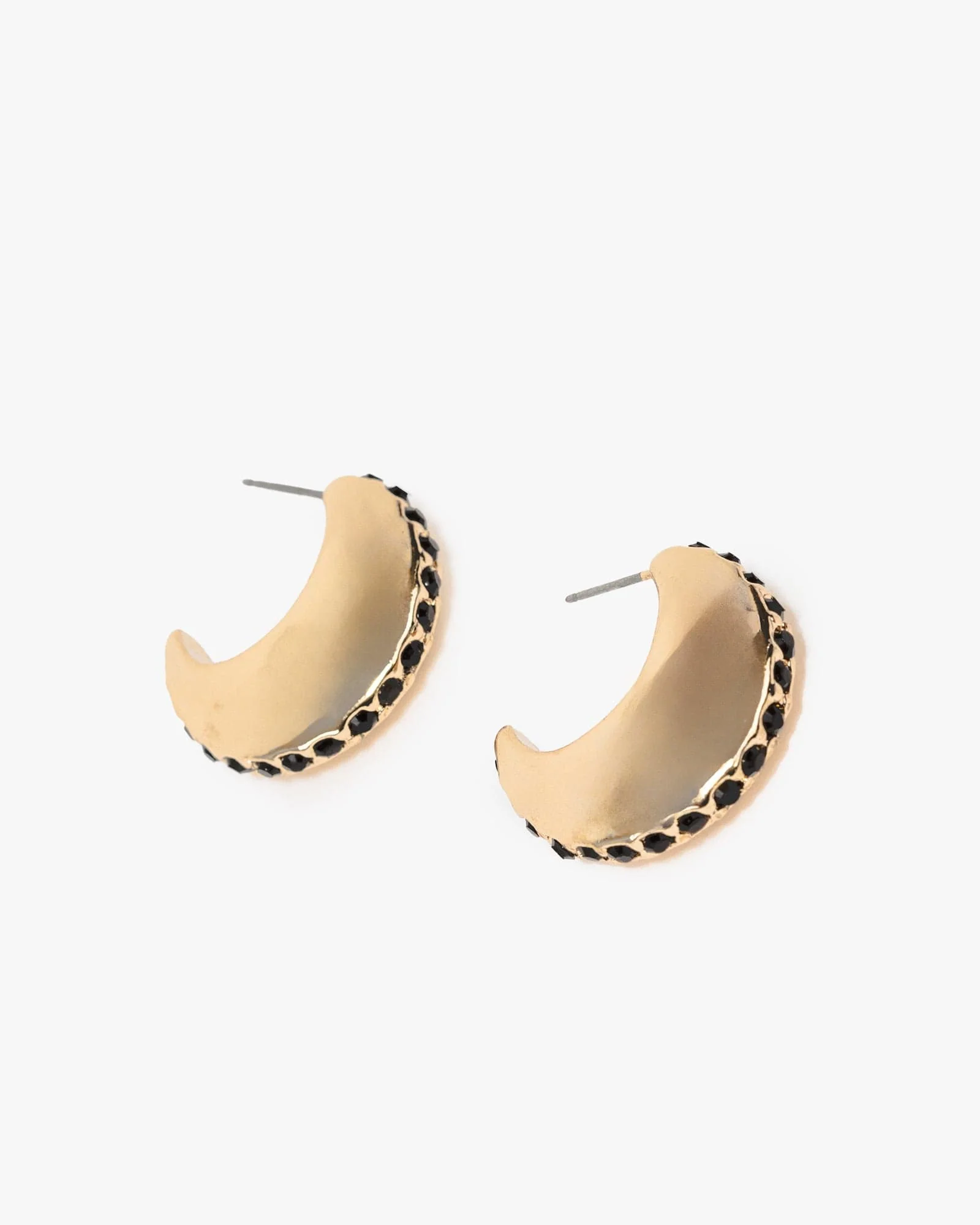 Black Studded Line Hoop Earrings