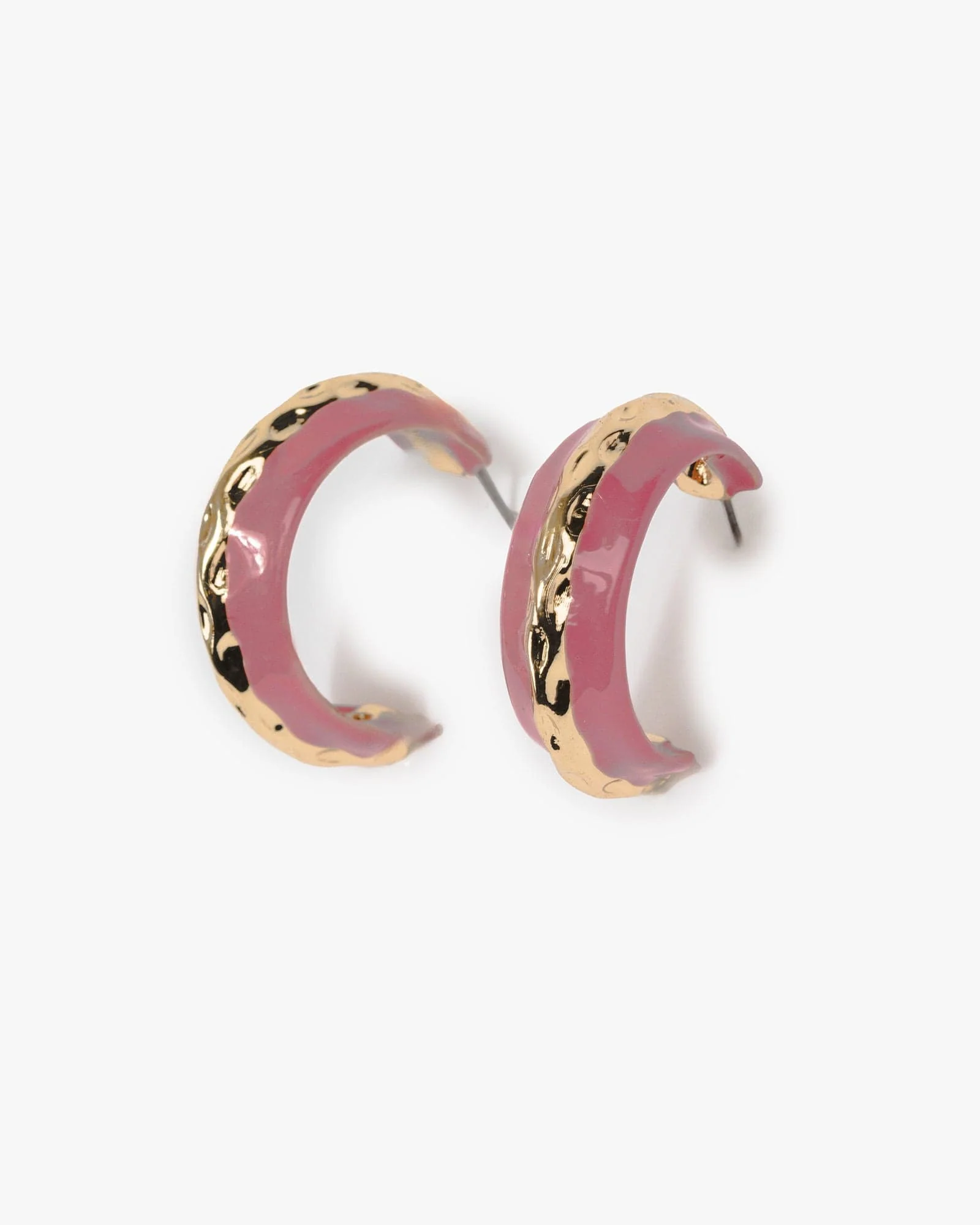 Pink Organic Lined Hoop Earrings