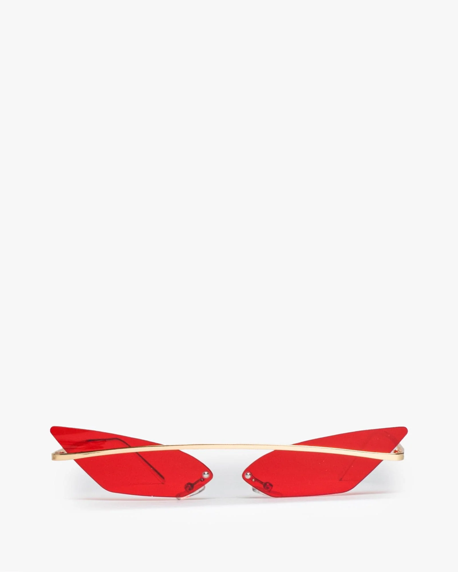 Red Pointed Cat-Eye Metal Frame Sunglasses