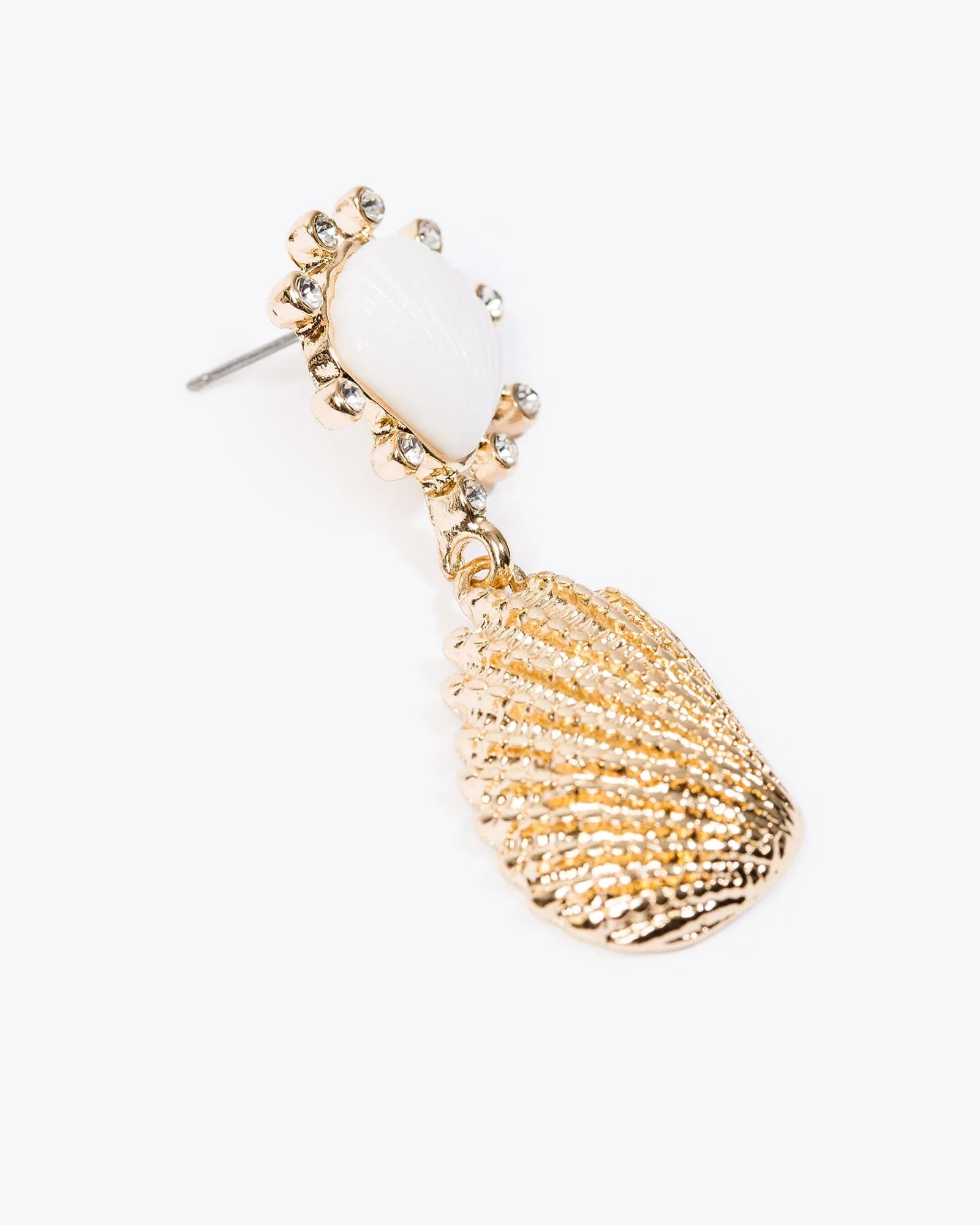 Gold Sea Motif Embellished Crystal Drop Earrings