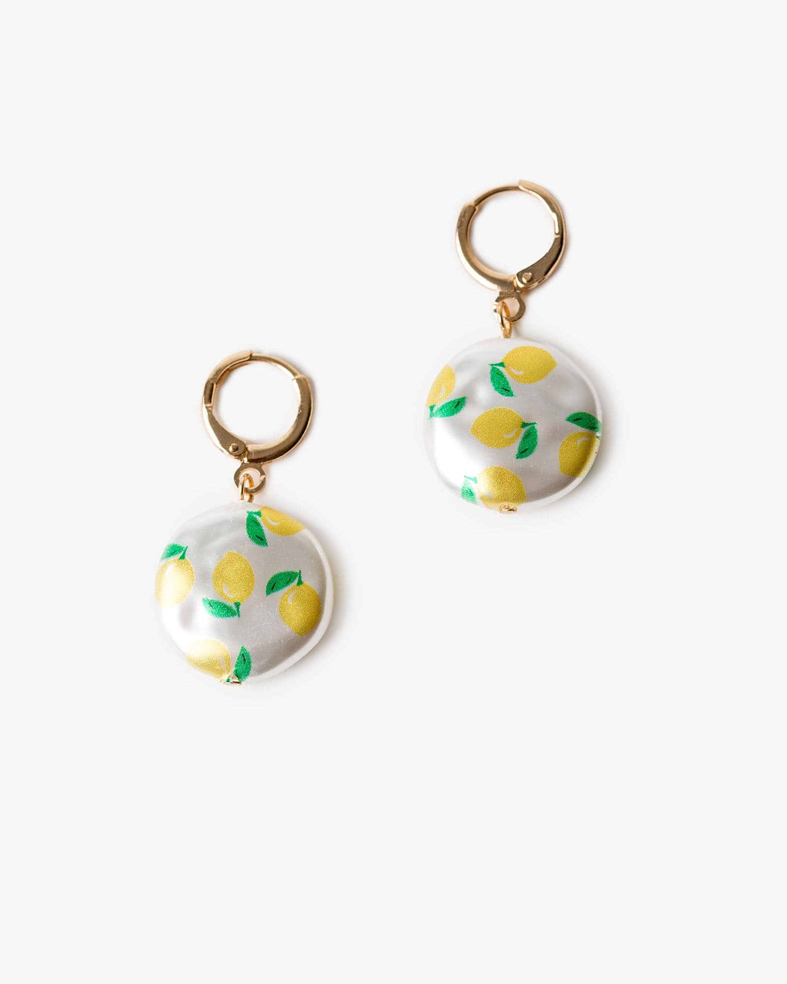 Multi Colour Lemon Disc Detail Huggie Earrings