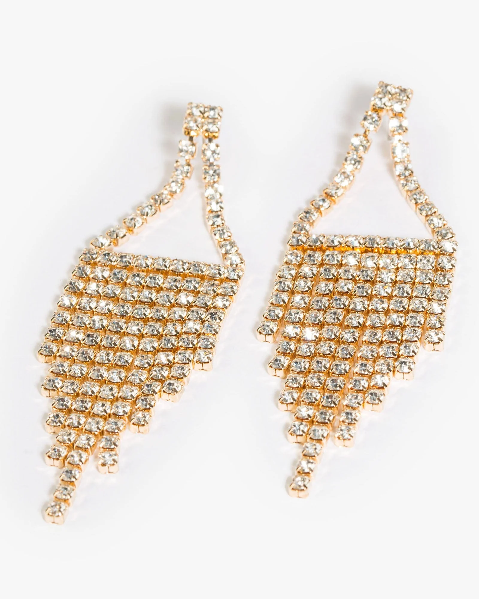 Crystal Diamond Cup Chain Drop Earrings