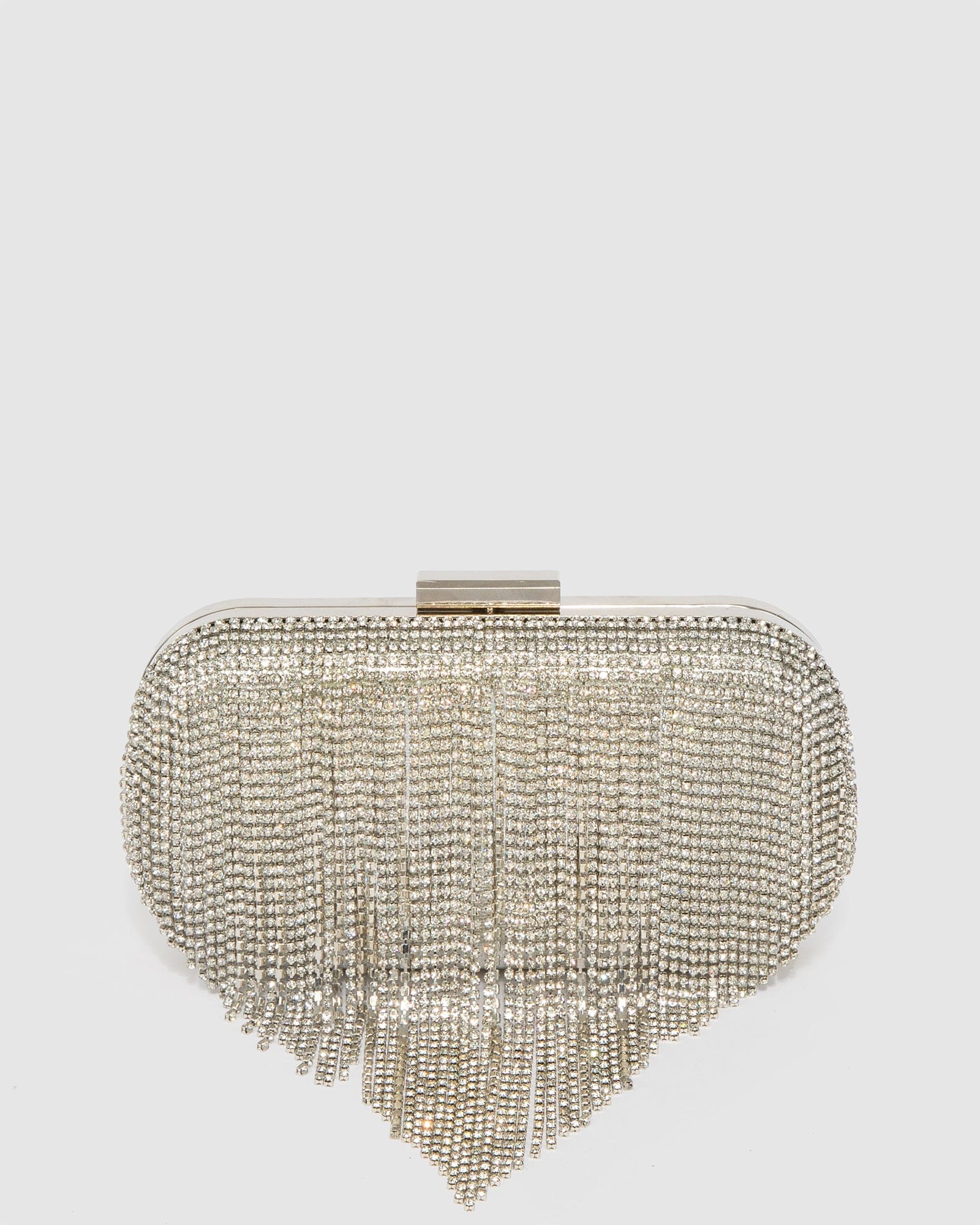 Silver Tahlia Fringe Clutch Bag