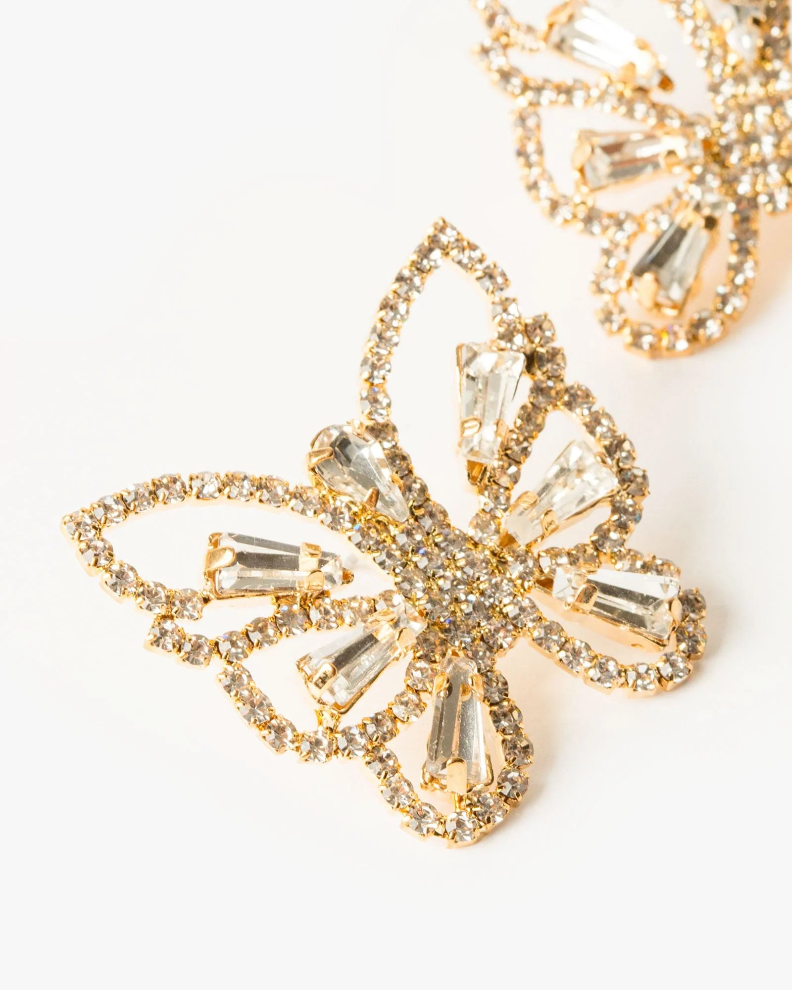 Crystal Detail Butterfly Drop Earrings
