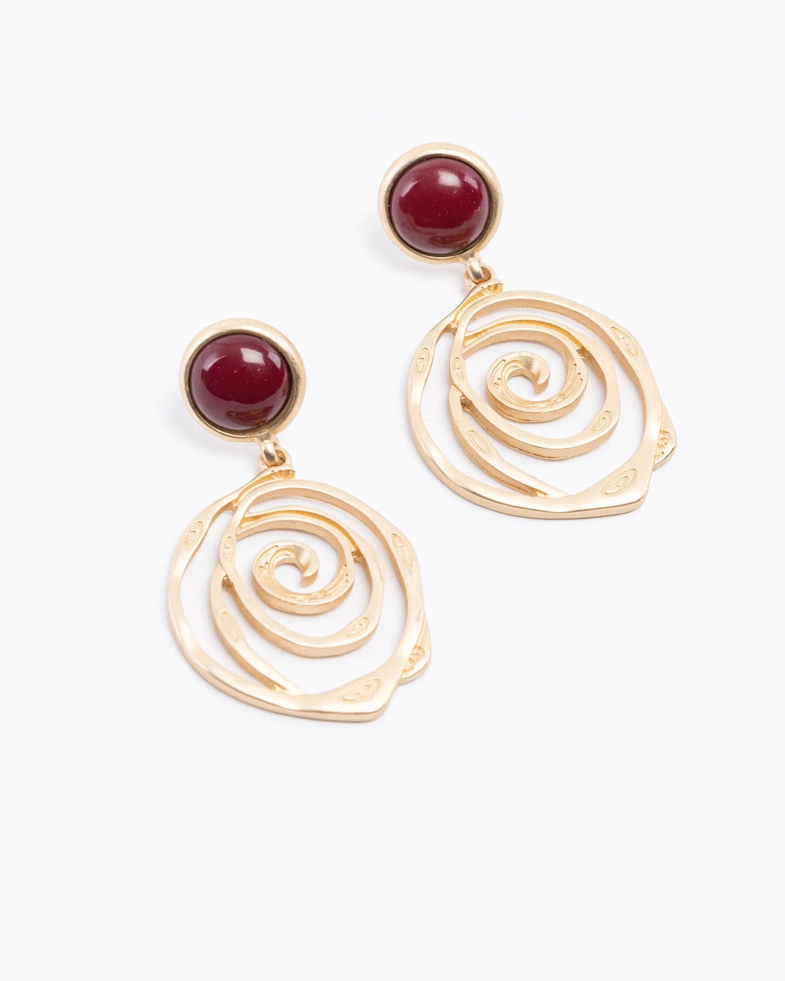 Gold Detailed Spiral Drop Earrings