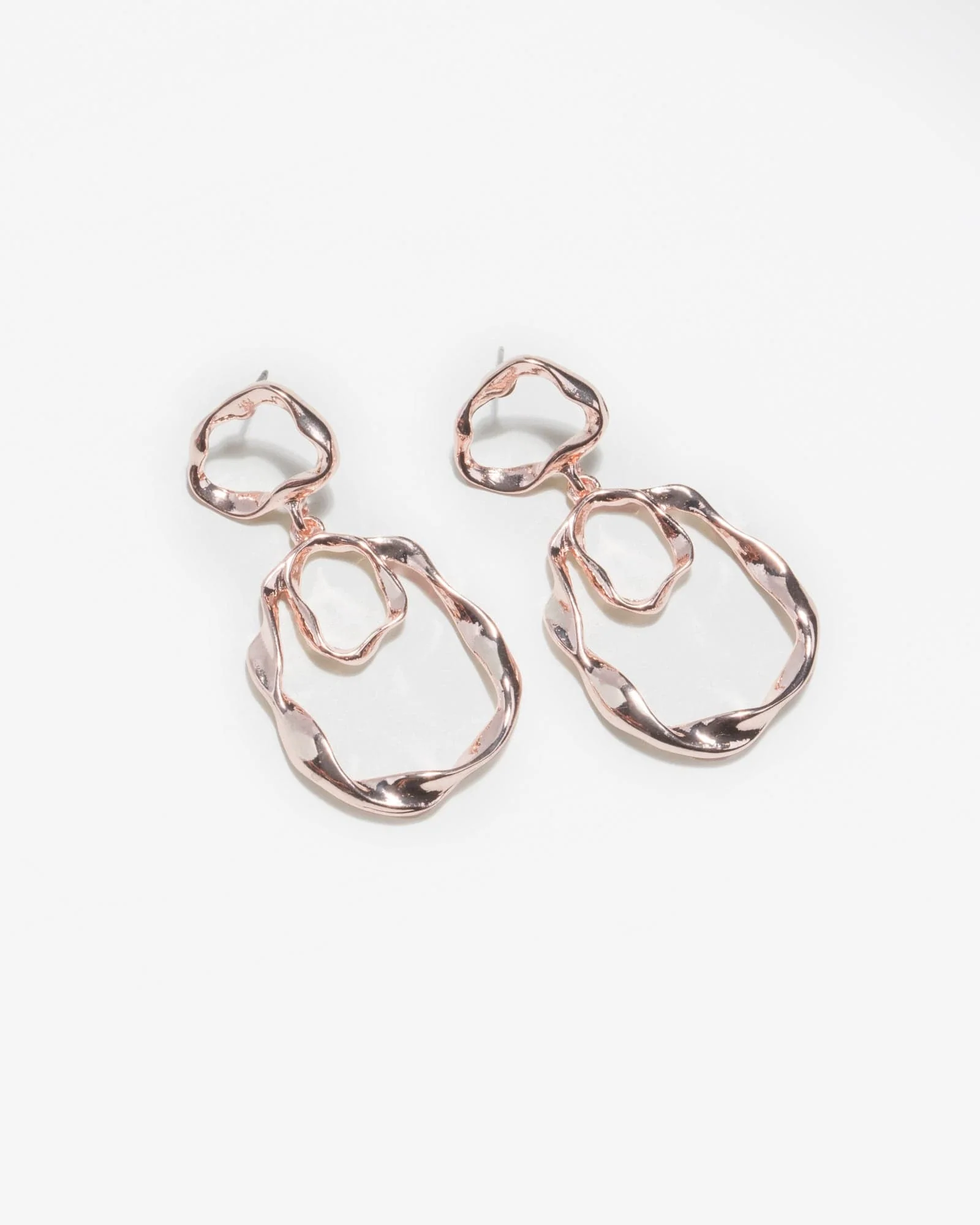 Rose Gold Twisted Loops Drop Earrings