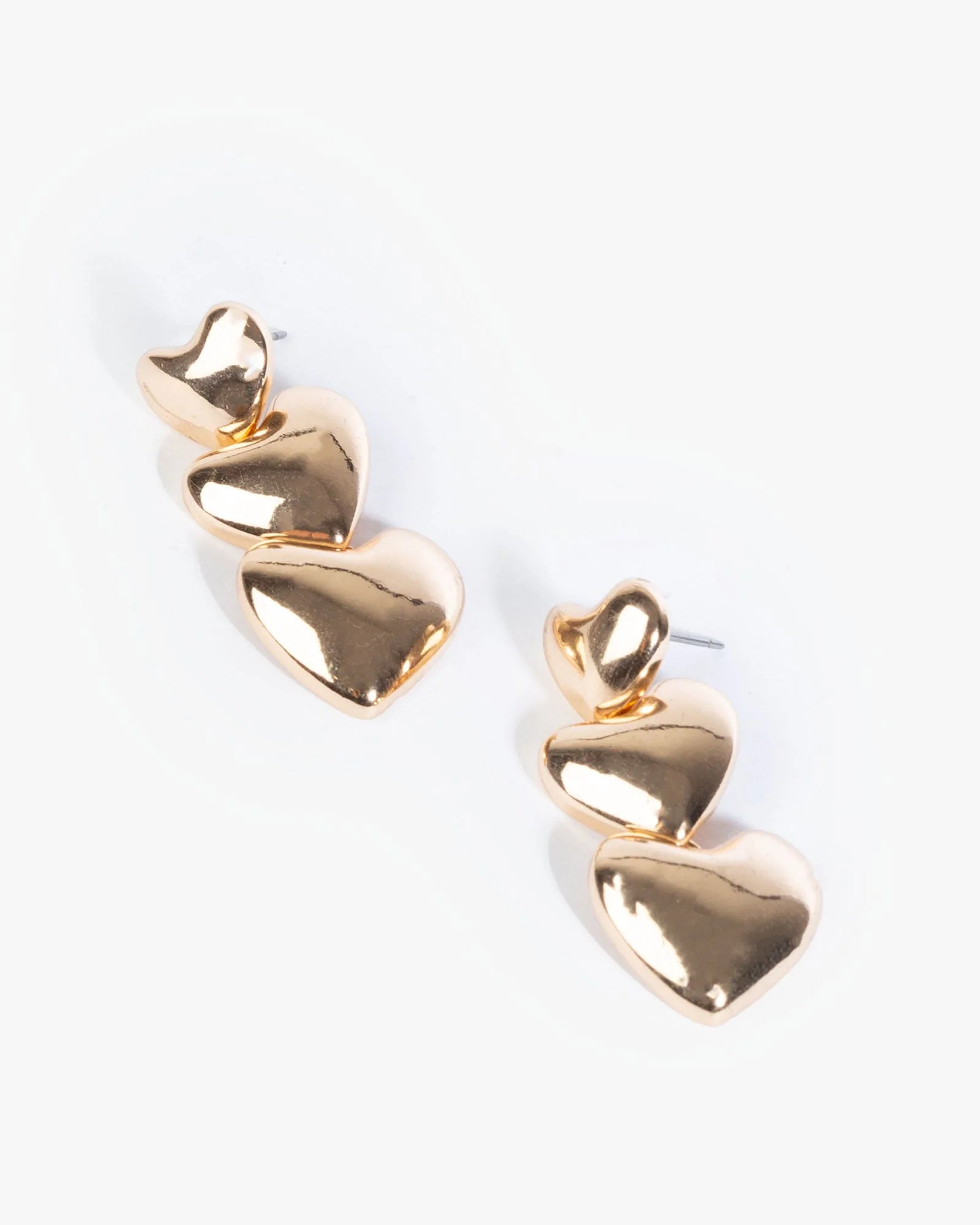 Gold Smooth Heart Drop Earrings