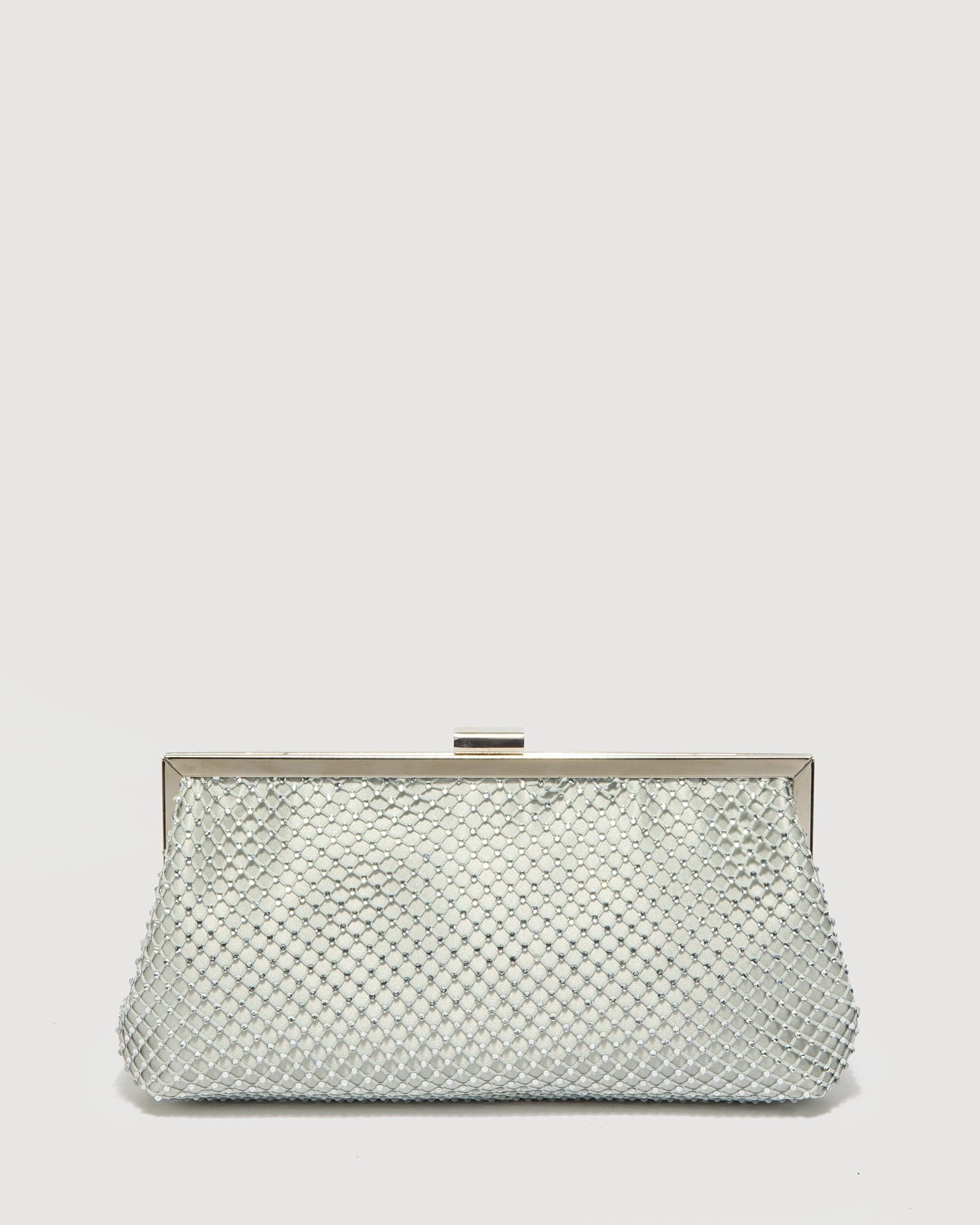 Silver Arya Mesh Clutch Bag