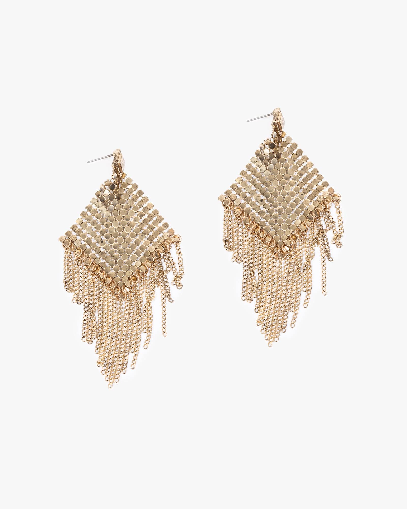 Gold Antique Look Mesh Drop Earrings