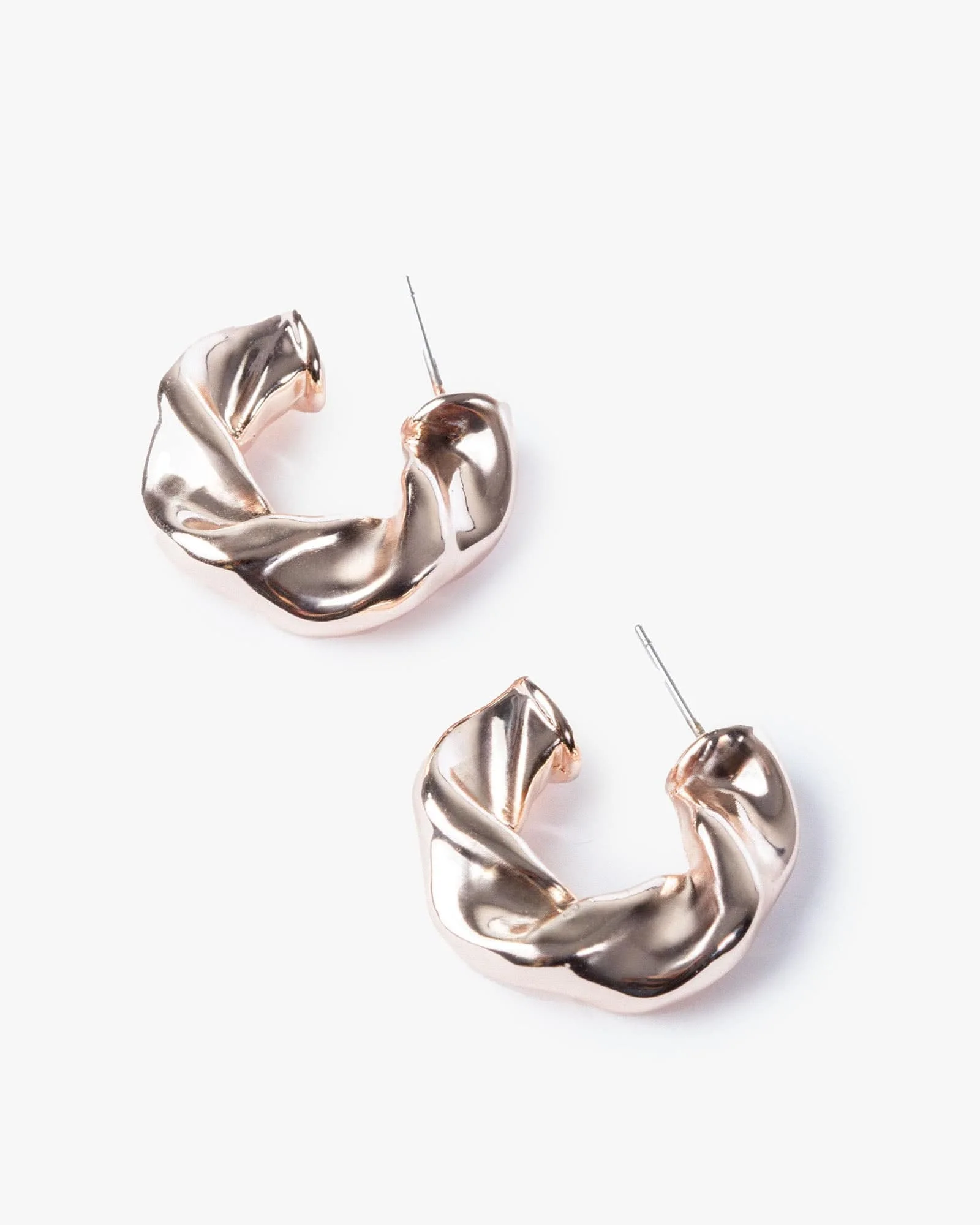 Rose Gold Chubby Twist Hoop Earrings